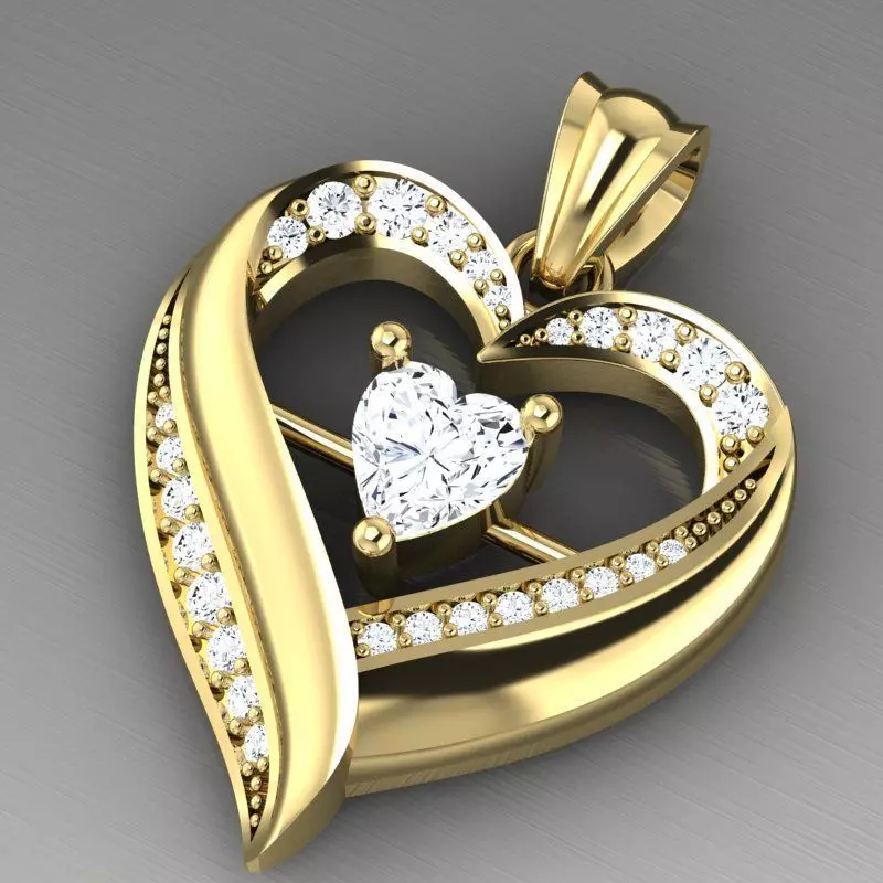 Heart pendant 3D print model_0