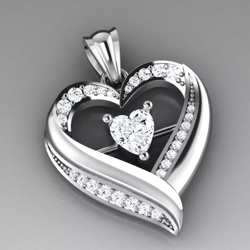 Heart pendant 3D print model_4