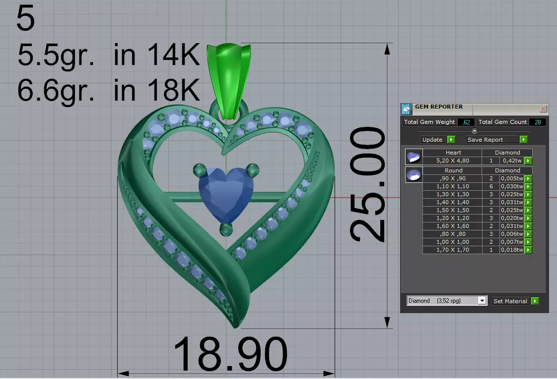 Heart pendant 3D print model_9