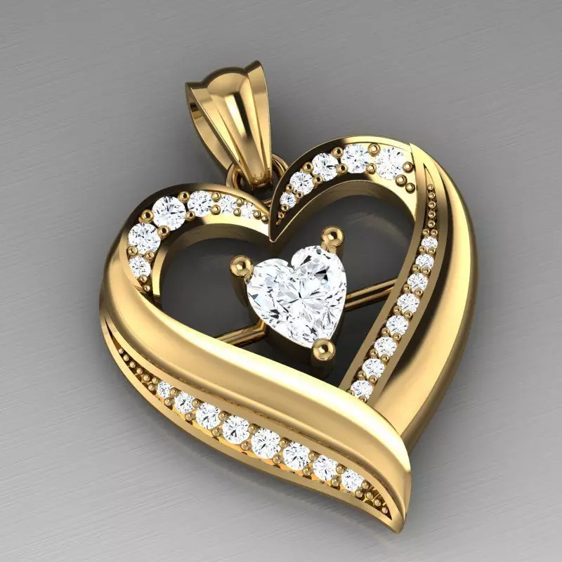 Heart pendant 3D print model_5
