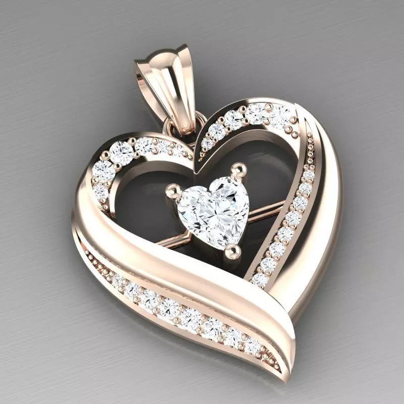 Heart pendant 3D print model_3