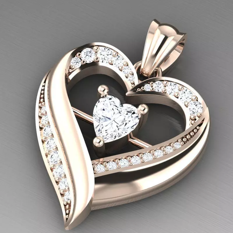 Heart pendant 3D print model_2