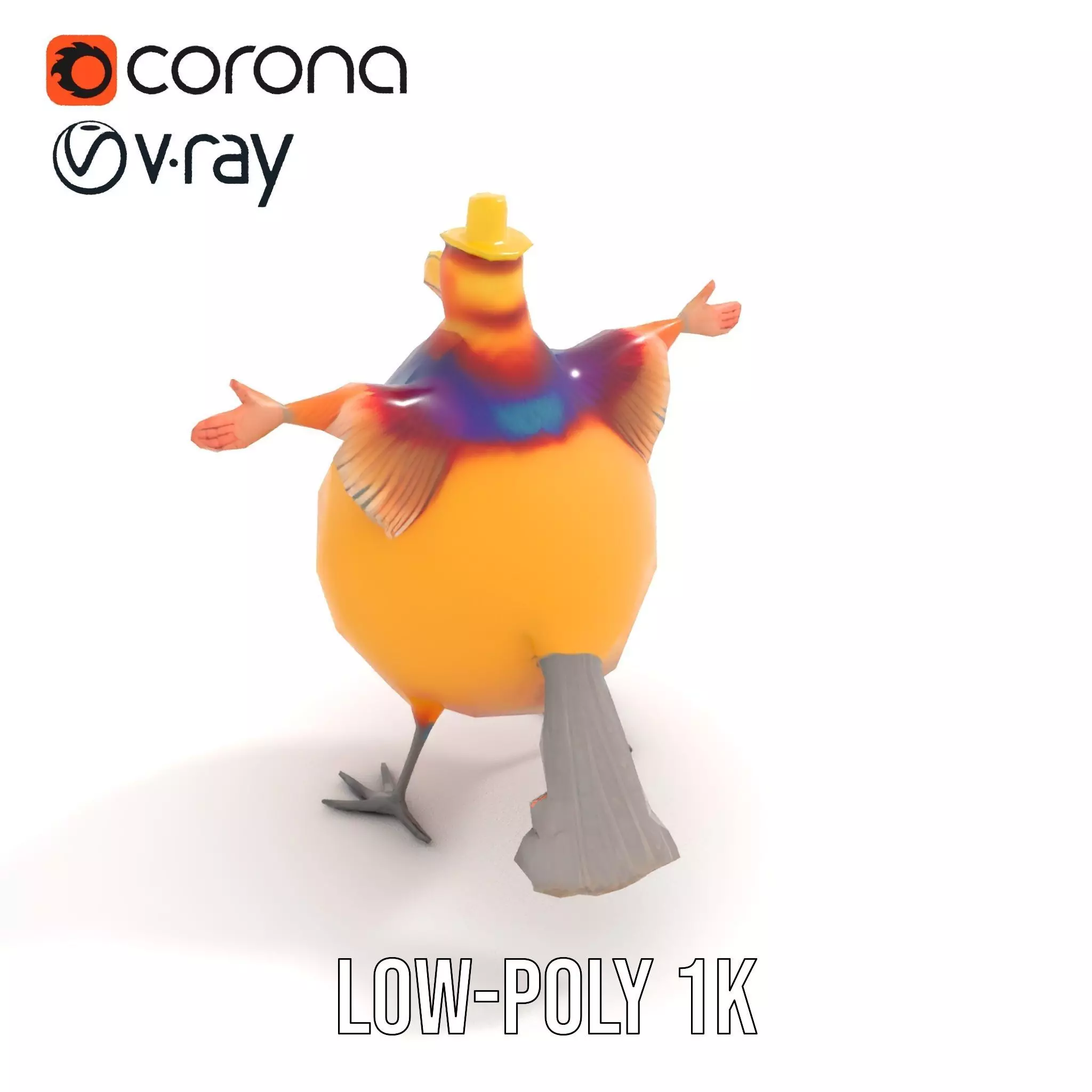 Cheery Feathered Bird model pack Low-poly 3D model_12