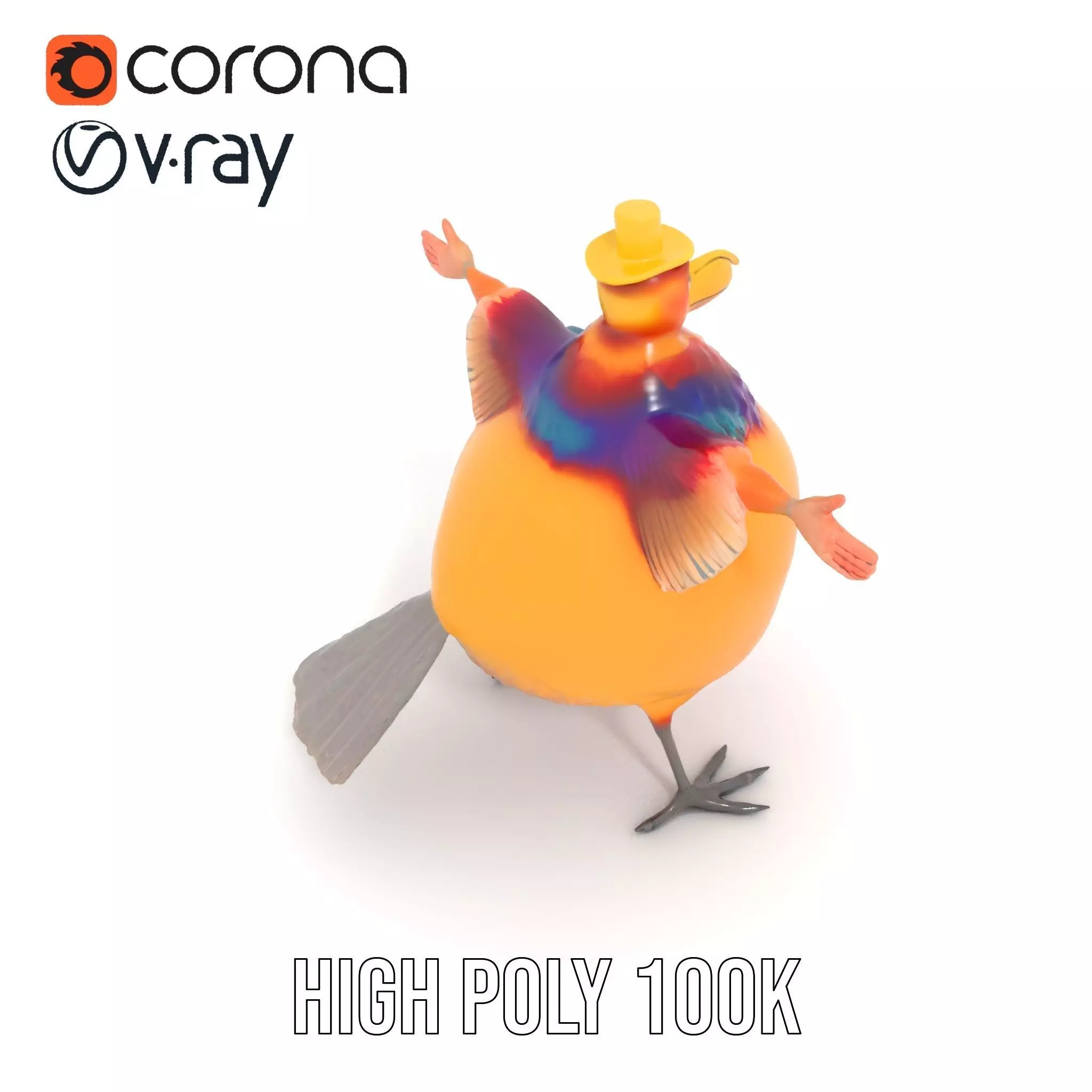 Cheery Feathered Bird model pack Low-poly 3D model_17