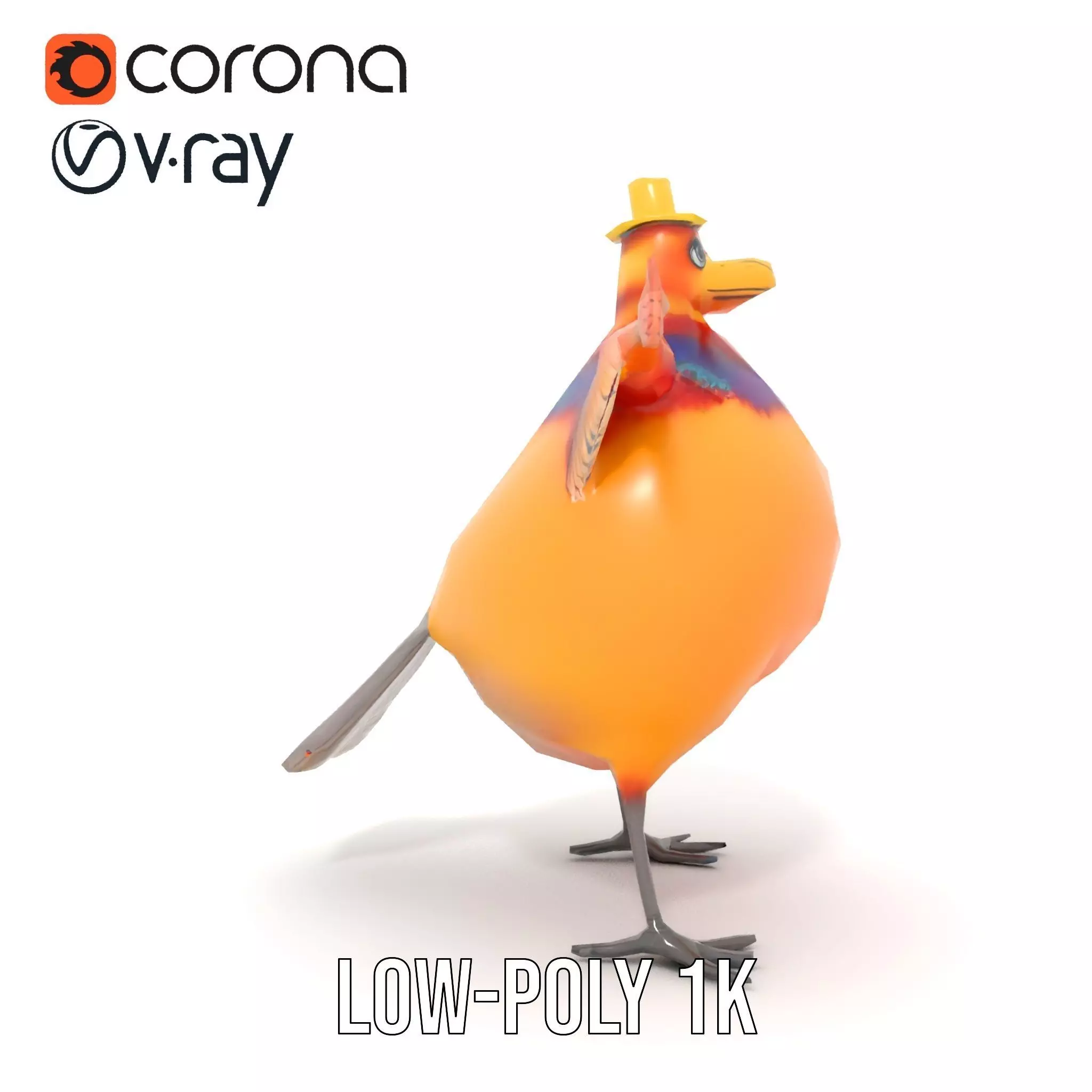 Cheery Feathered Bird model pack Low-poly 3D model_9