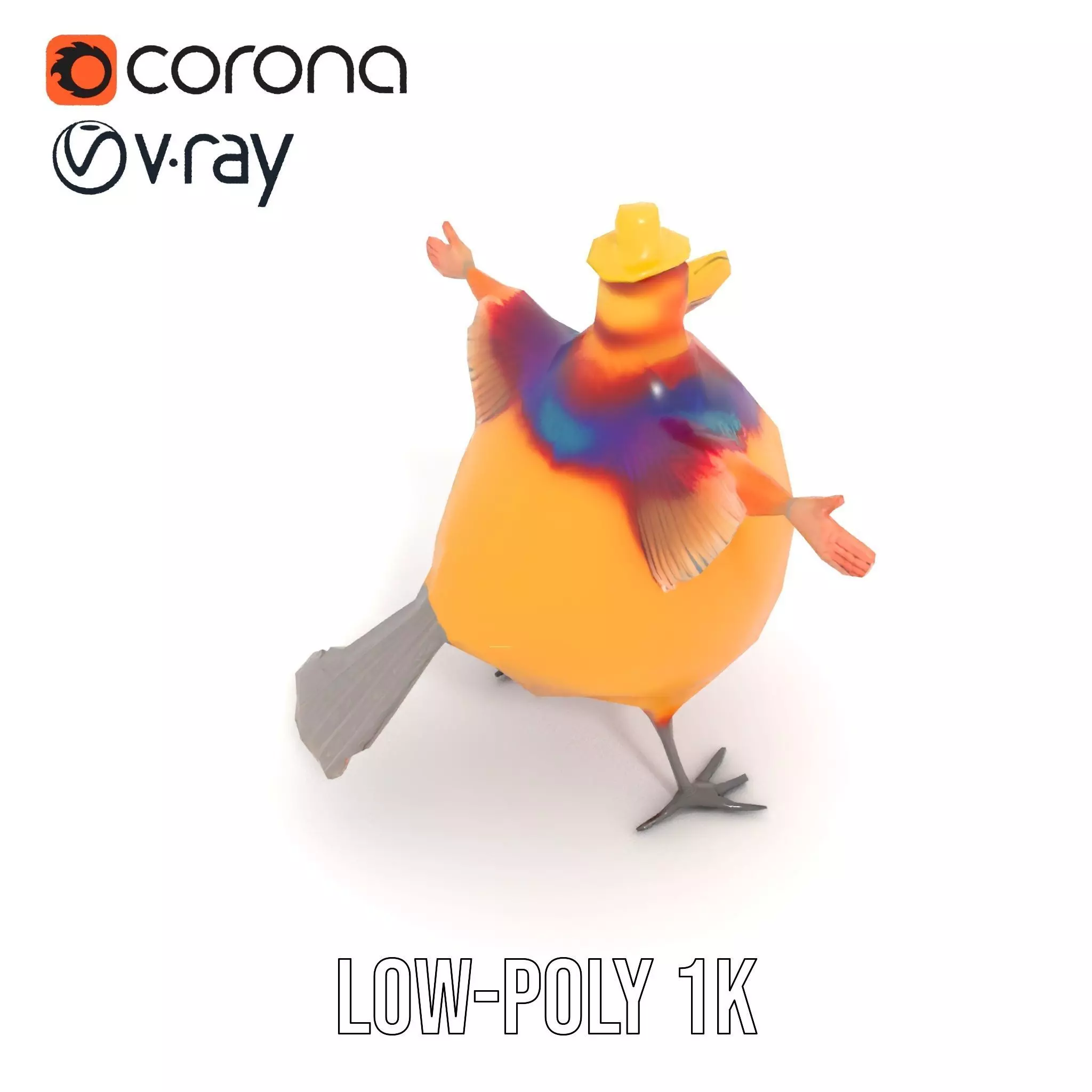Cheery Feathered Bird model pack Low-poly 3D model_19