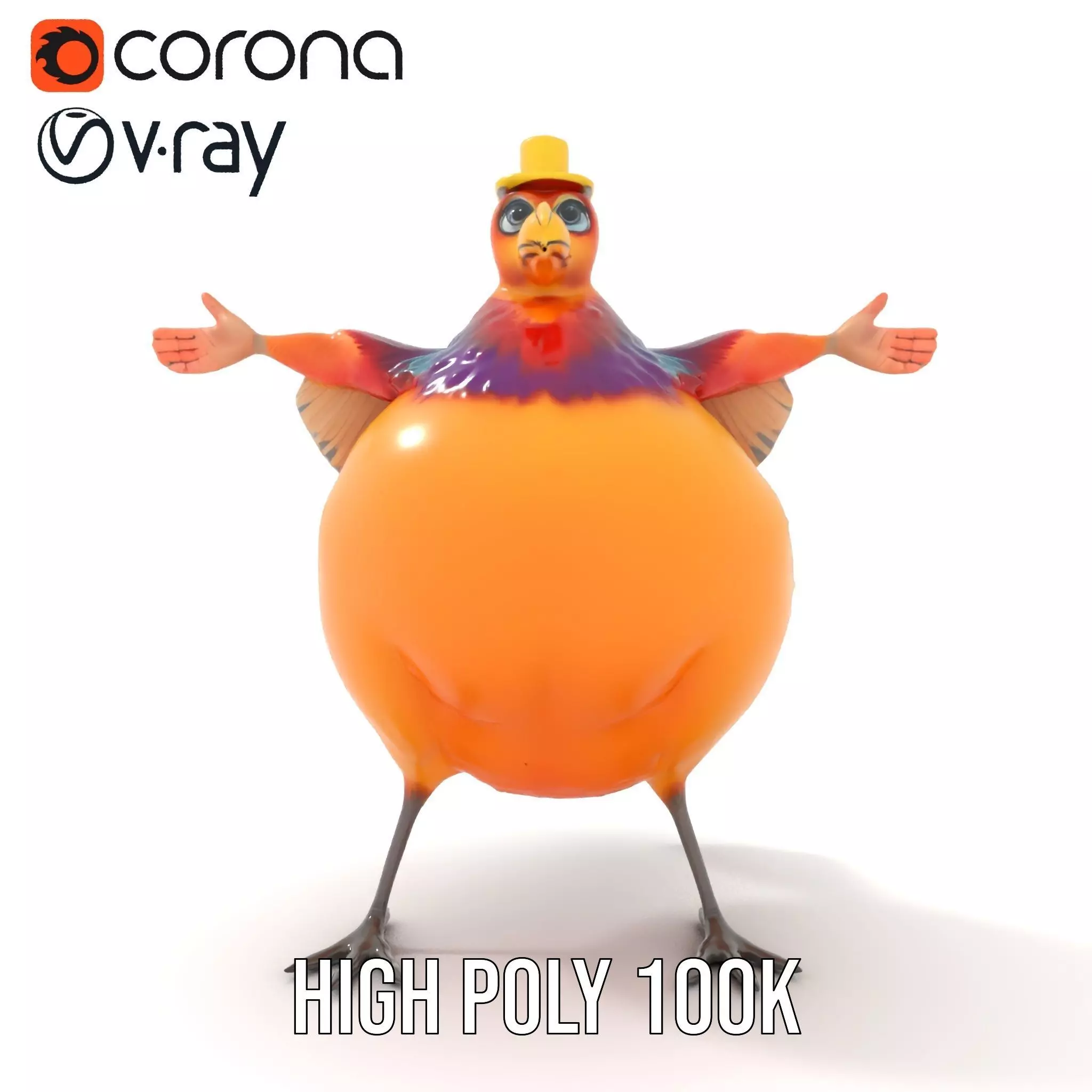 Cheery Feathered Bird model pack Low-poly 3D model_28