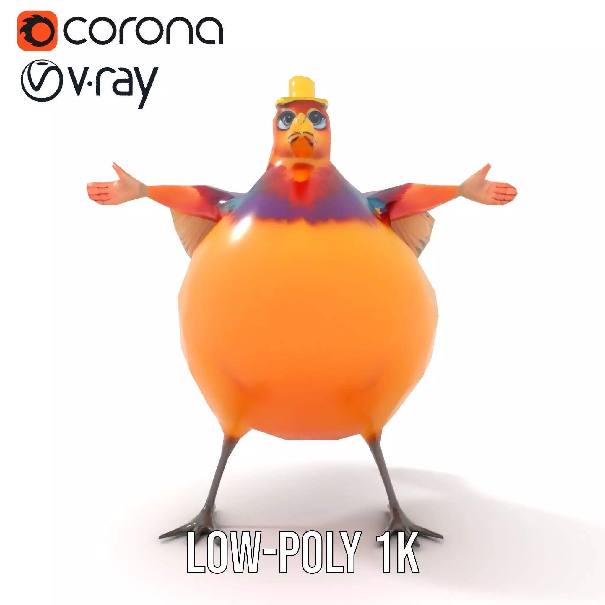 Cheery Feathered Bird model pack Low-poly 3D model_22
