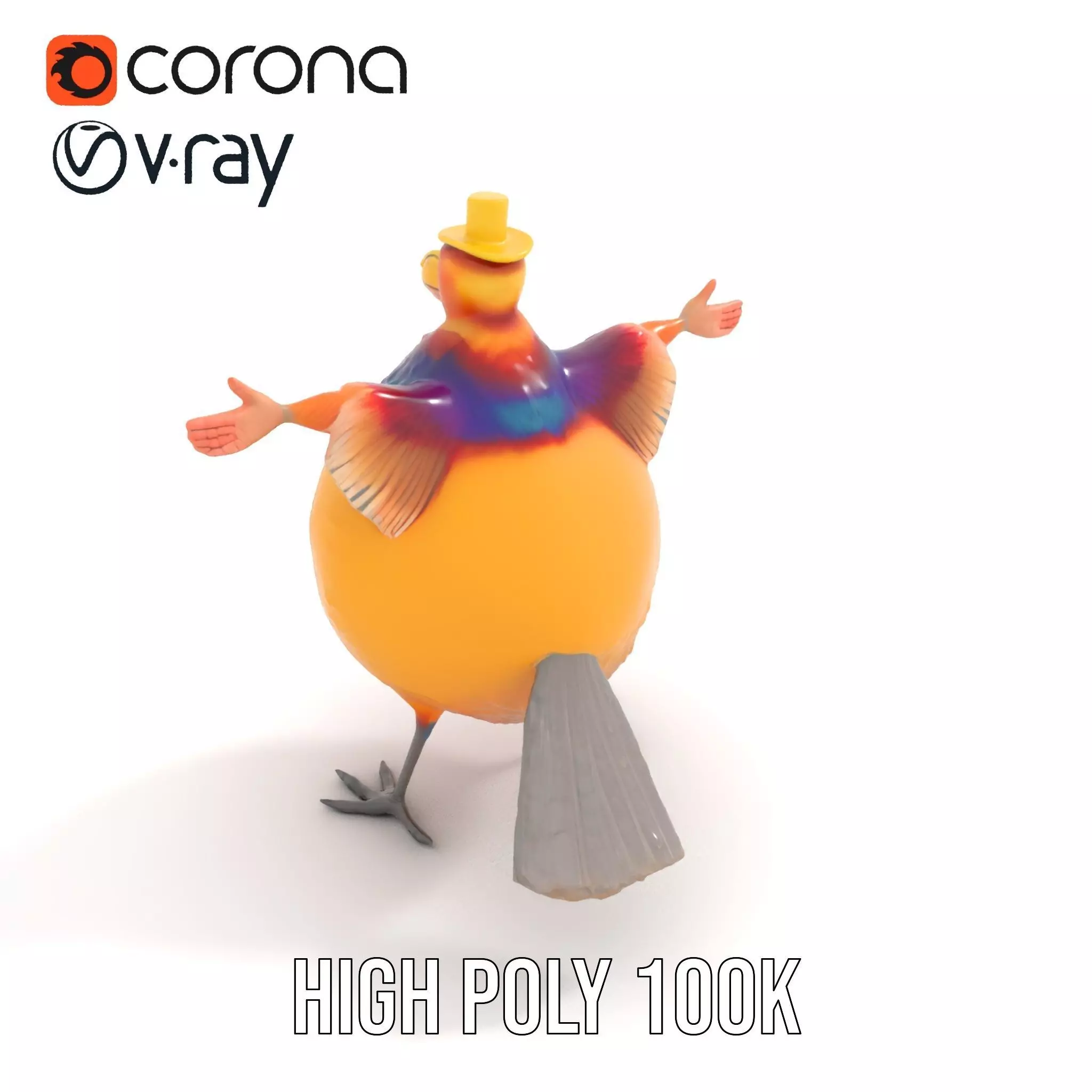 Cheery Feathered Bird model pack Low-poly 3D model_23