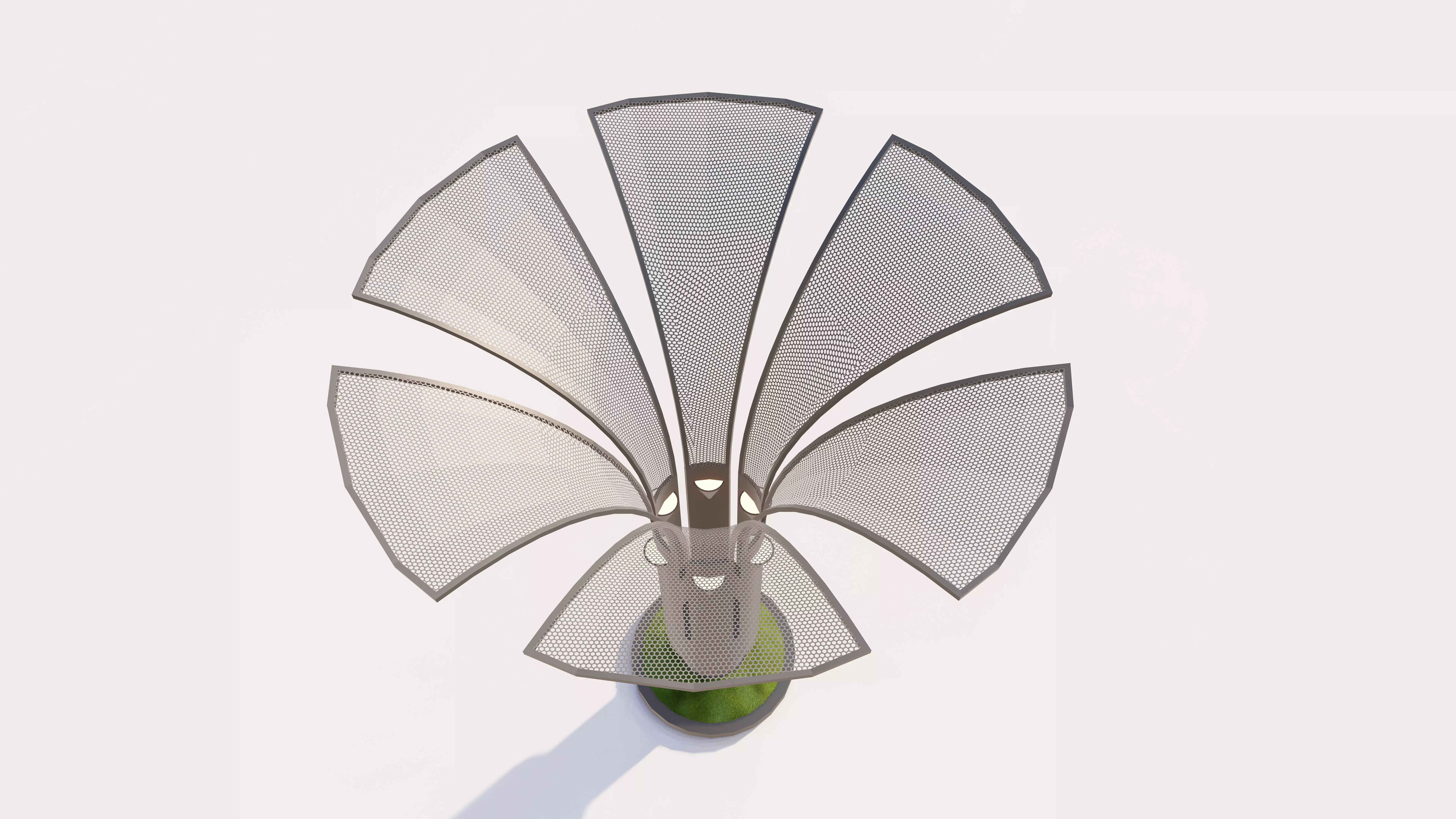 Contemporary Mesh Petal Outdoor Lighting Low-poly 3D model_2