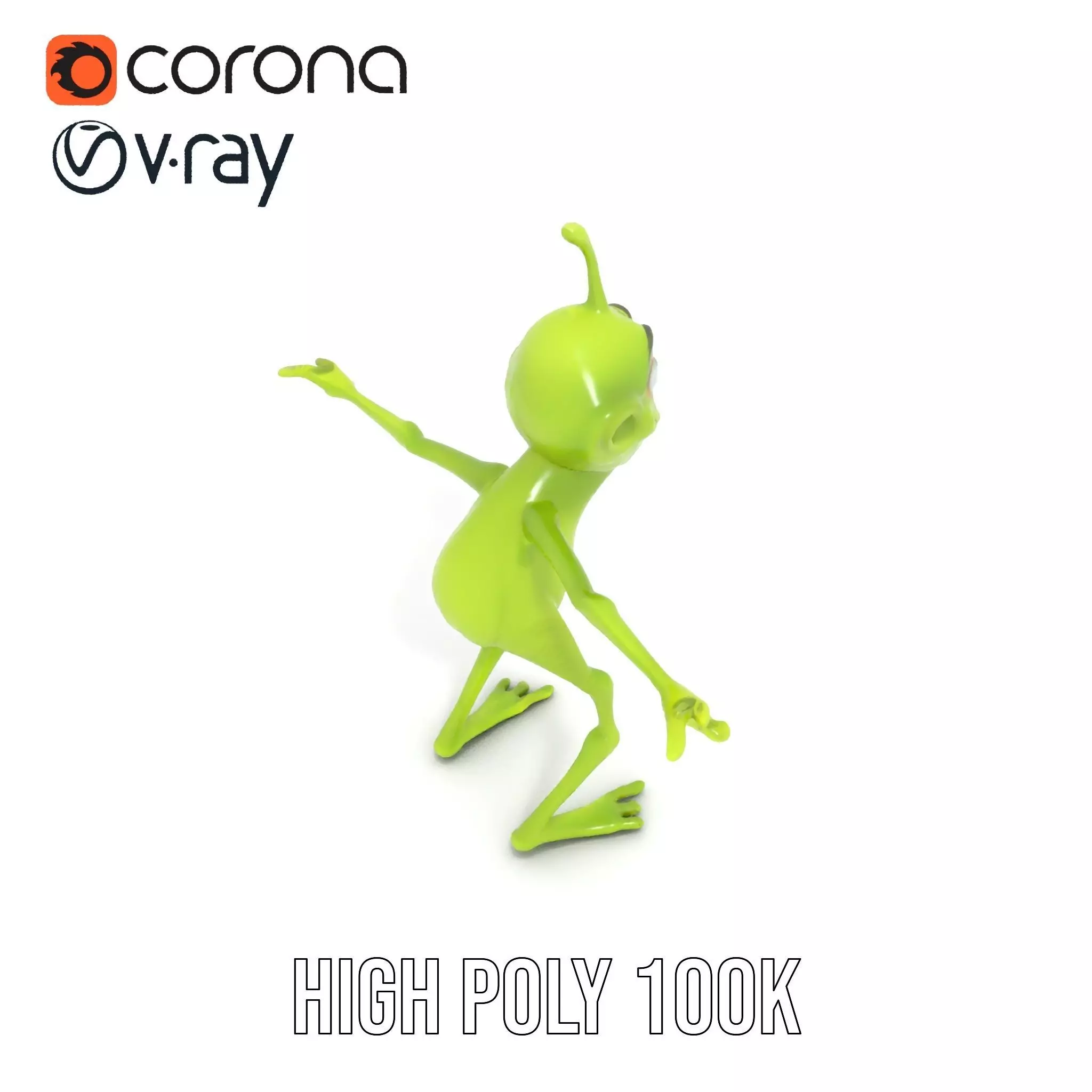 Green Alien Character model pack Low-poly 3D model_14