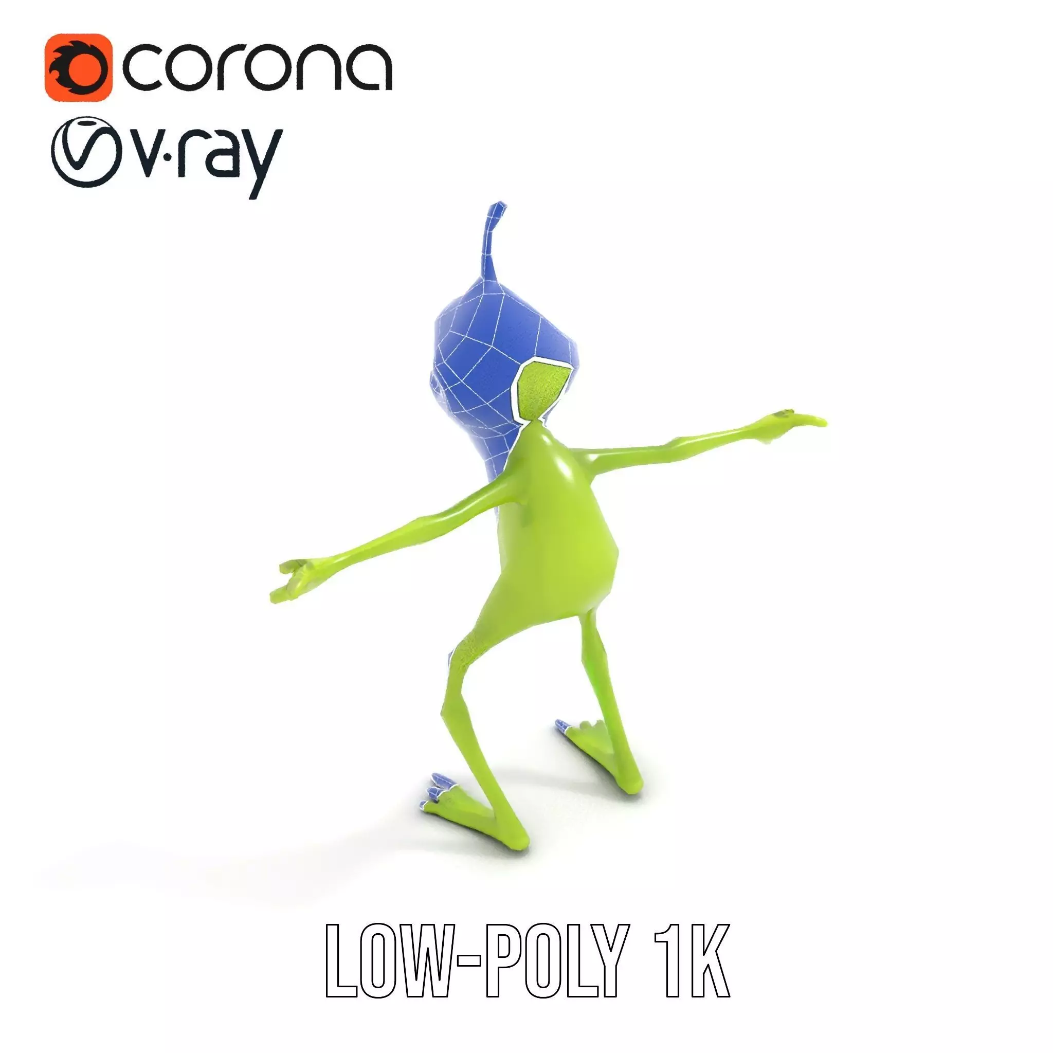 Green Alien Character model pack Low-poly 3D model_13