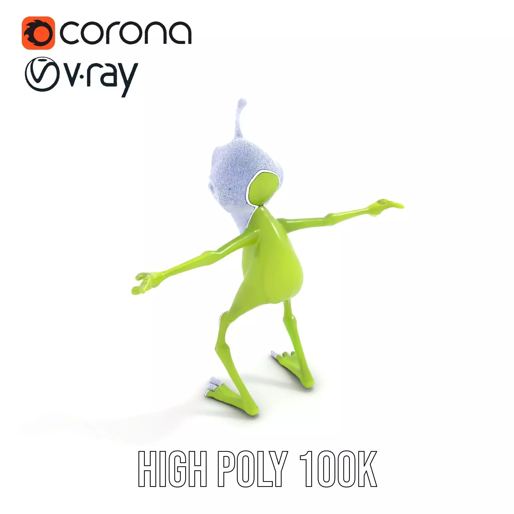 Green Alien Character model pack Low-poly 3D model_32