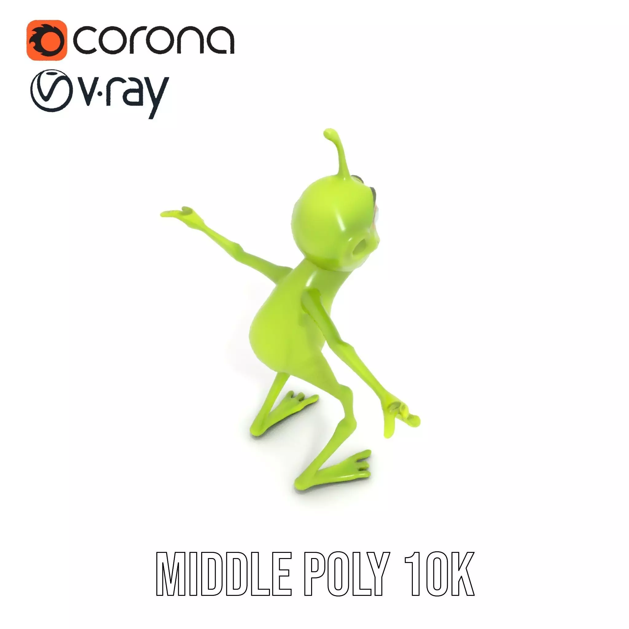 Green Alien Character model pack Low-poly 3D model_6
