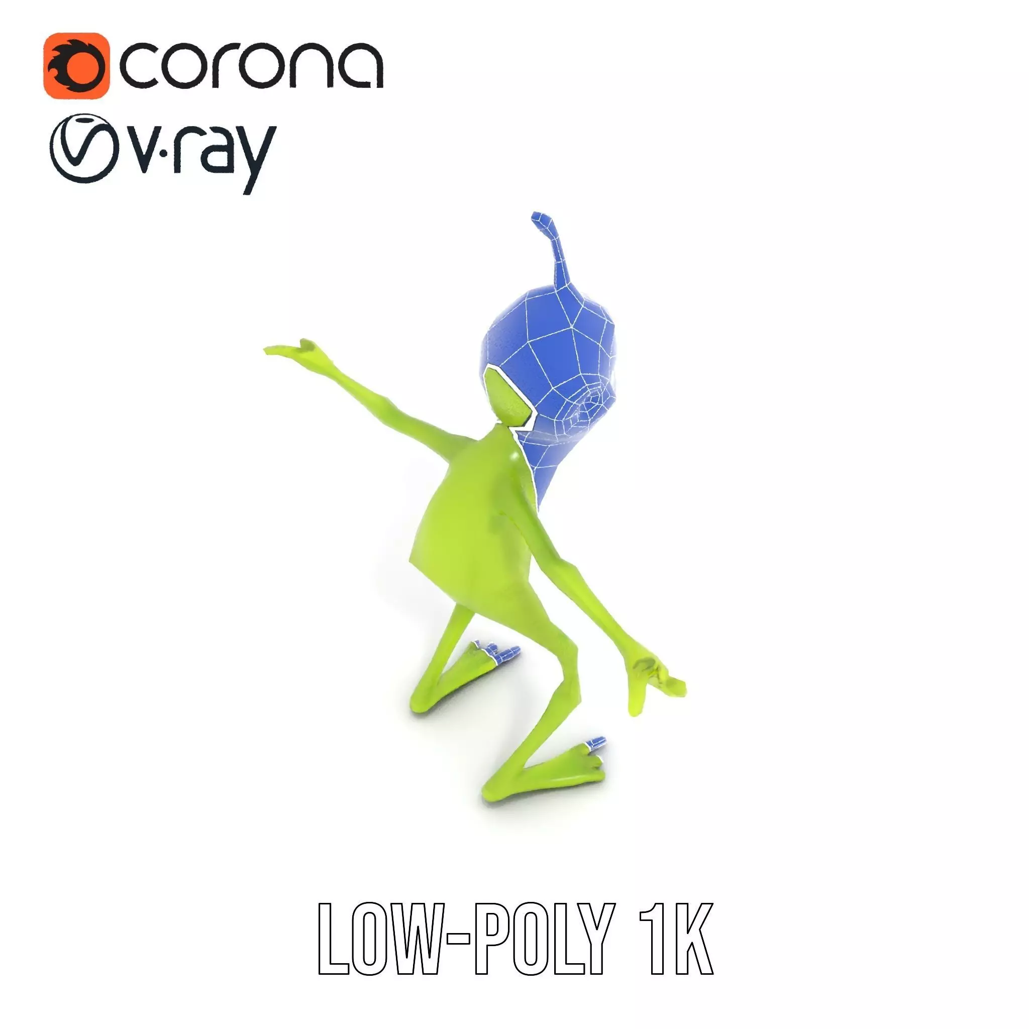 Green Alien Character model pack Low-poly 3D model_7