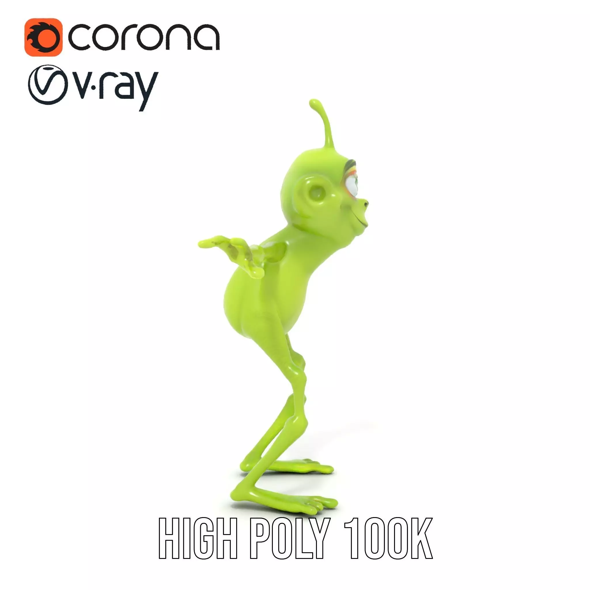 Green Alien Character model pack Low-poly 3D model_17