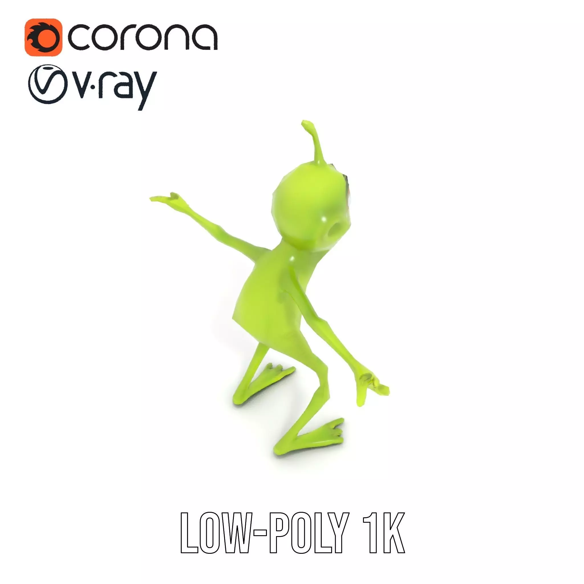 Green Alien Character model pack Low-poly 3D model_24