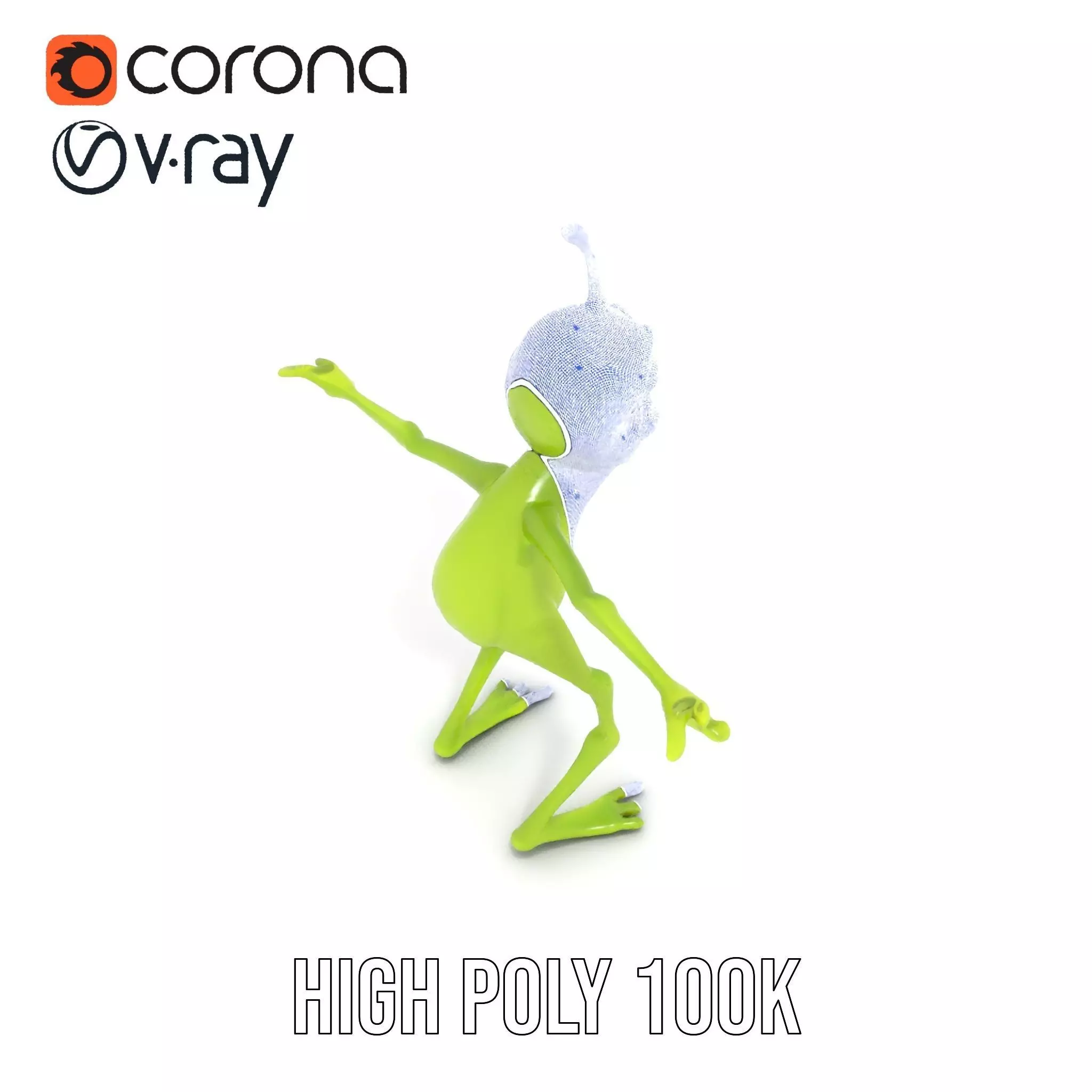 Green Alien Character model pack Low-poly 3D model_25
