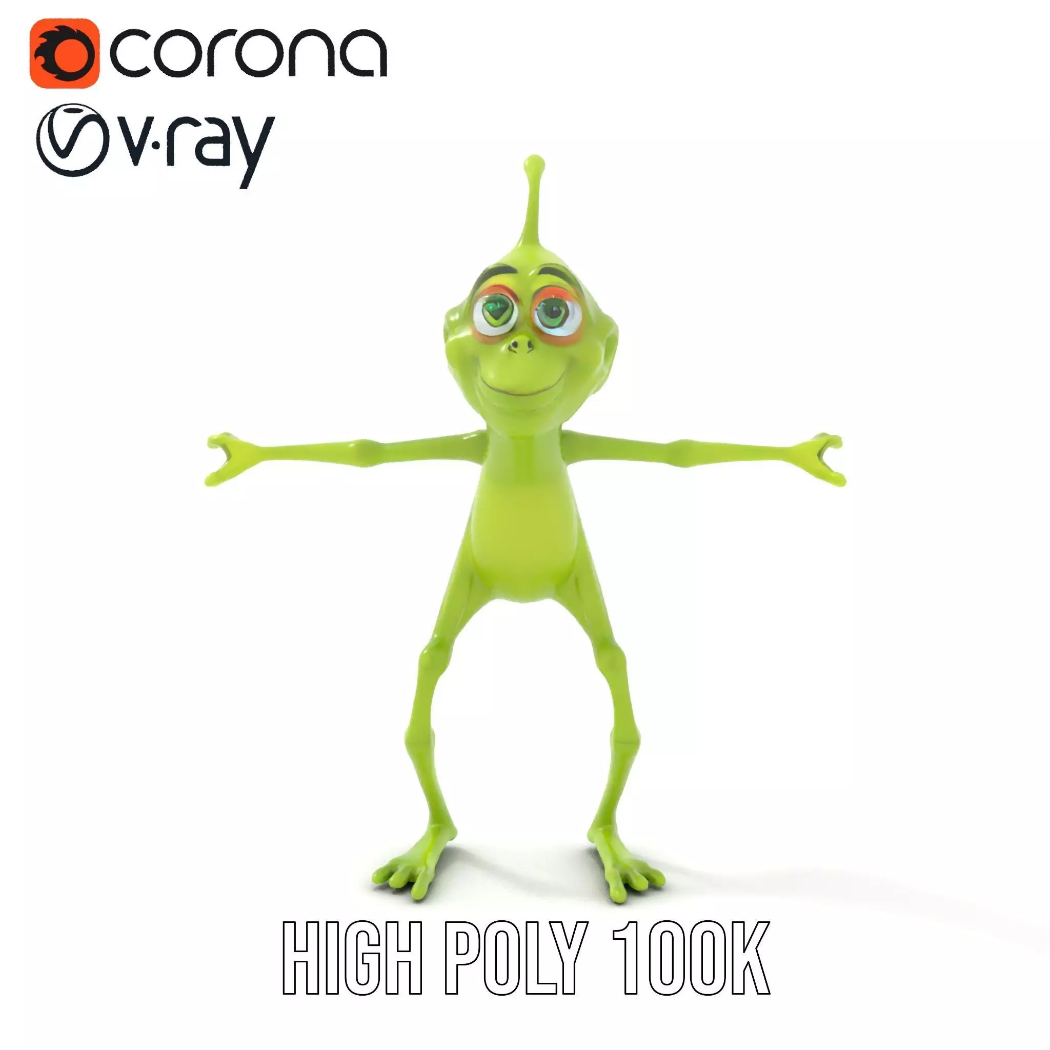 Green Alien Character model pack Low-poly 3D model_9