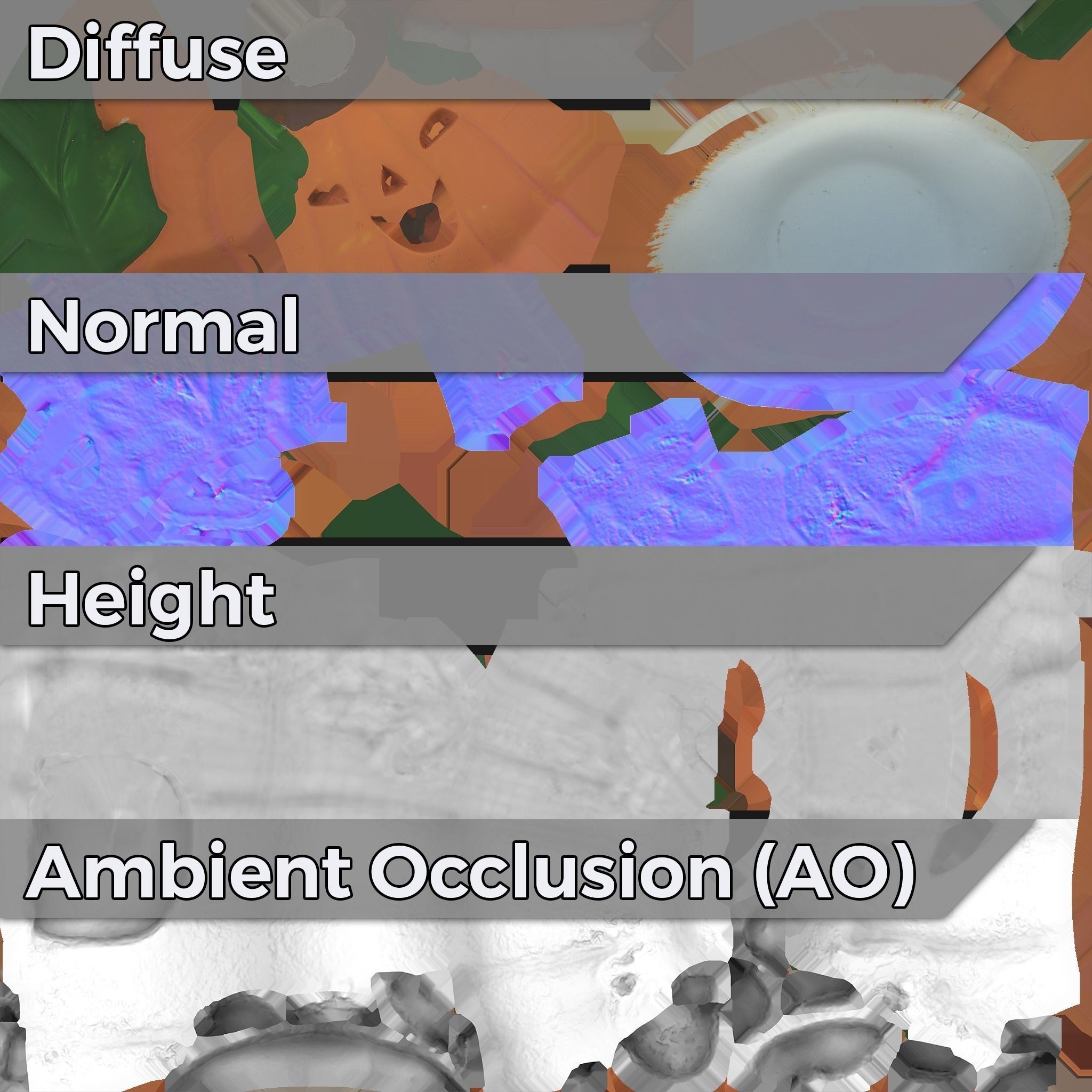 0002-07 Stacked Pumpkins Low-poly 3D model_3