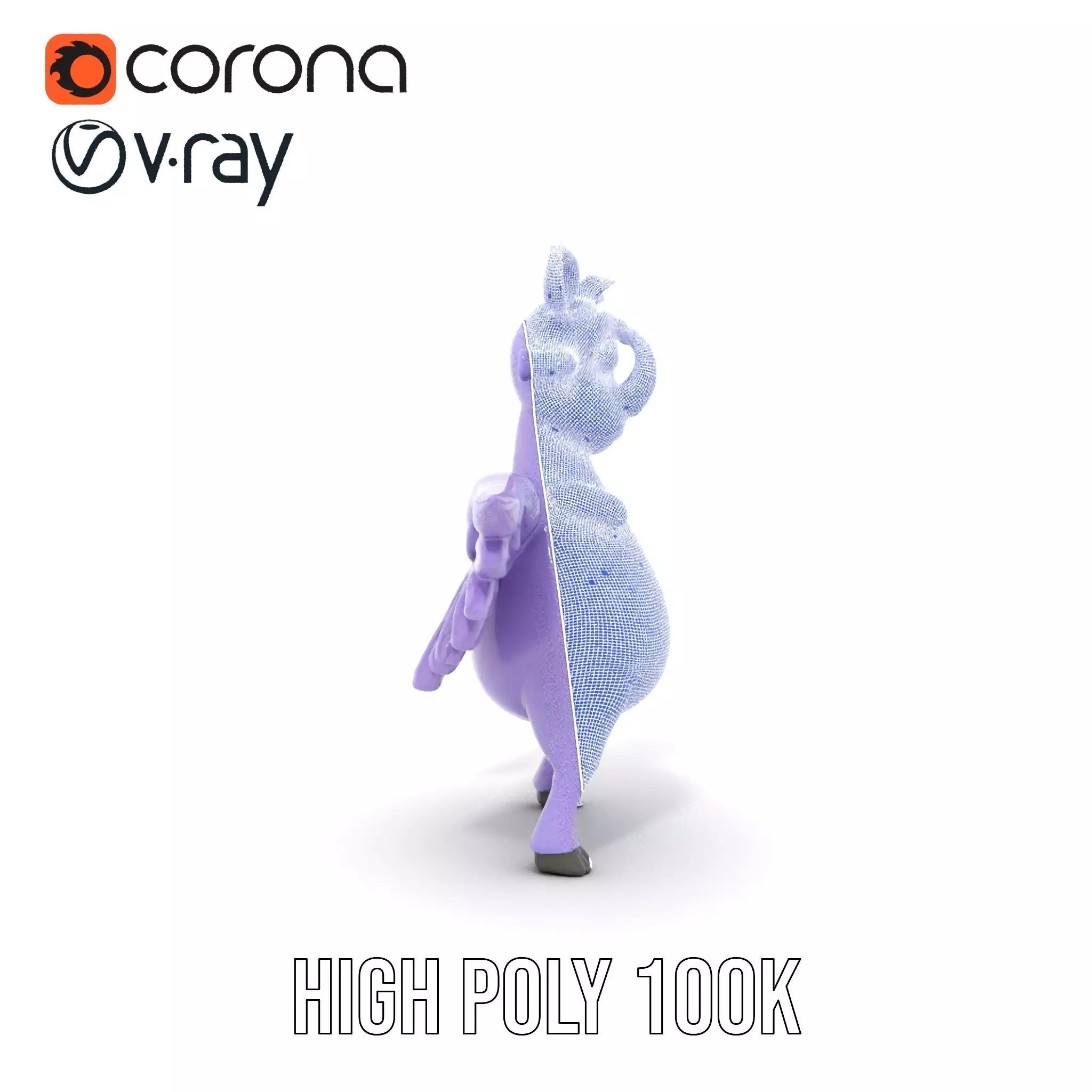 Purple Winged Rhino model pack Low-poly 3D model_26