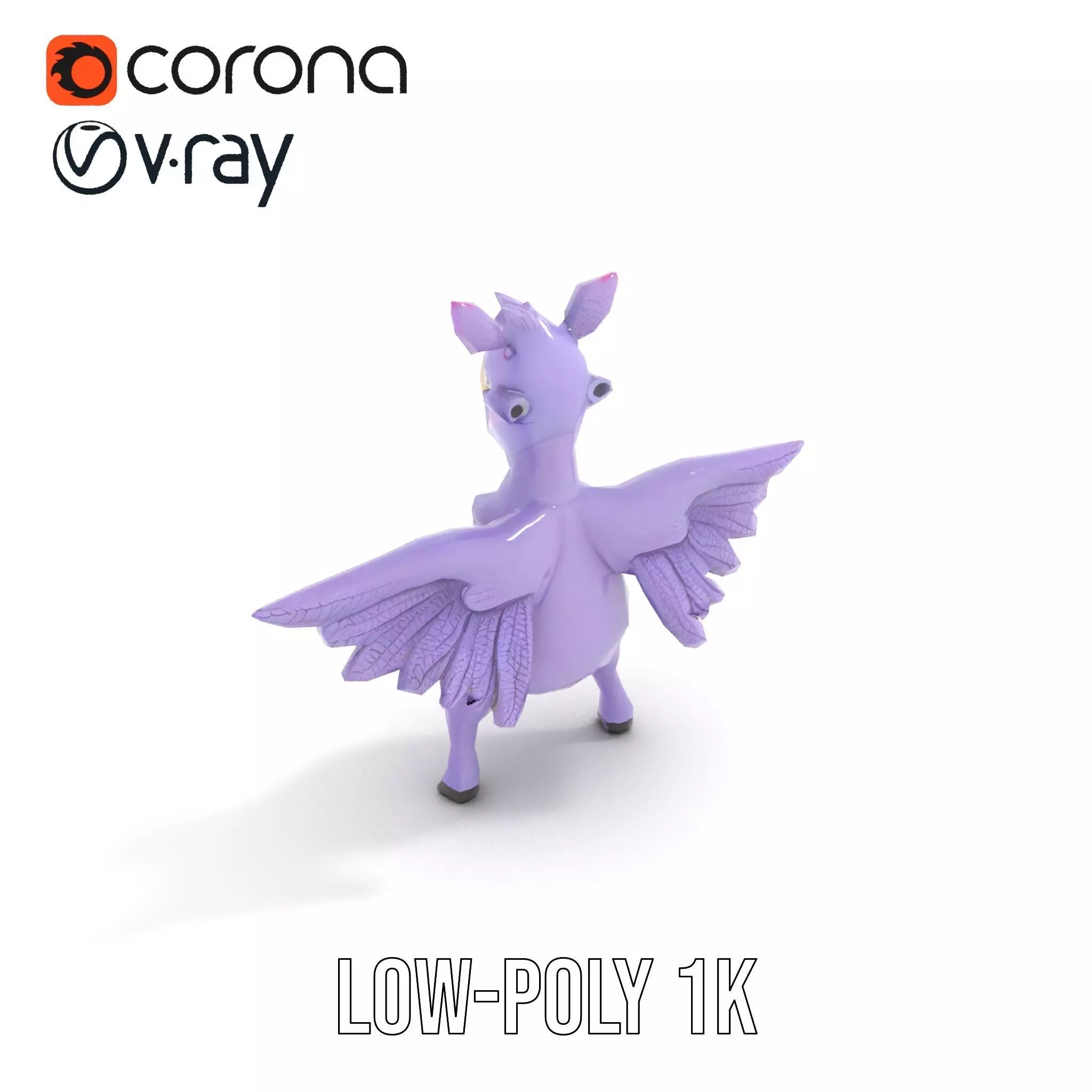 Purple Winged Rhino model pack Low-poly 3D model_30
