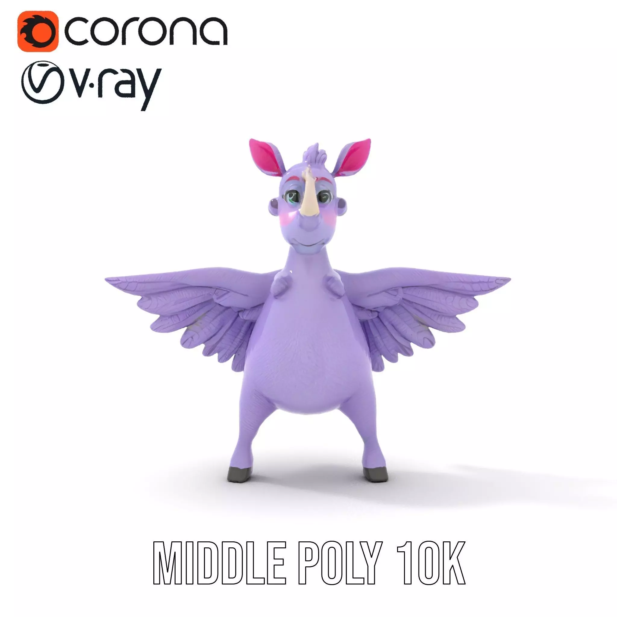 Purple Winged Rhino model pack Low-poly 3D model_11