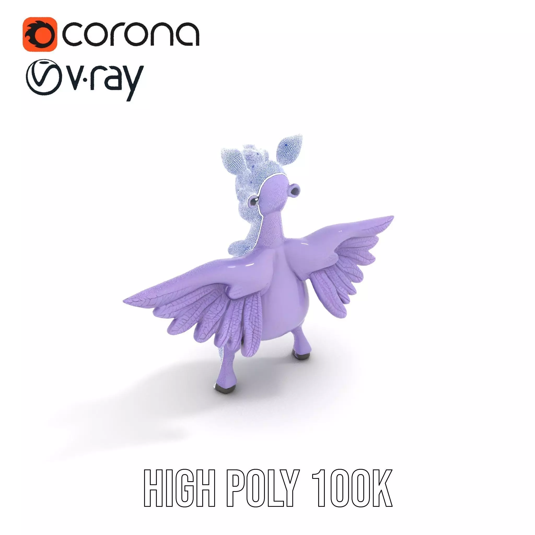 Purple Winged Rhino model pack Low-poly 3D model_31