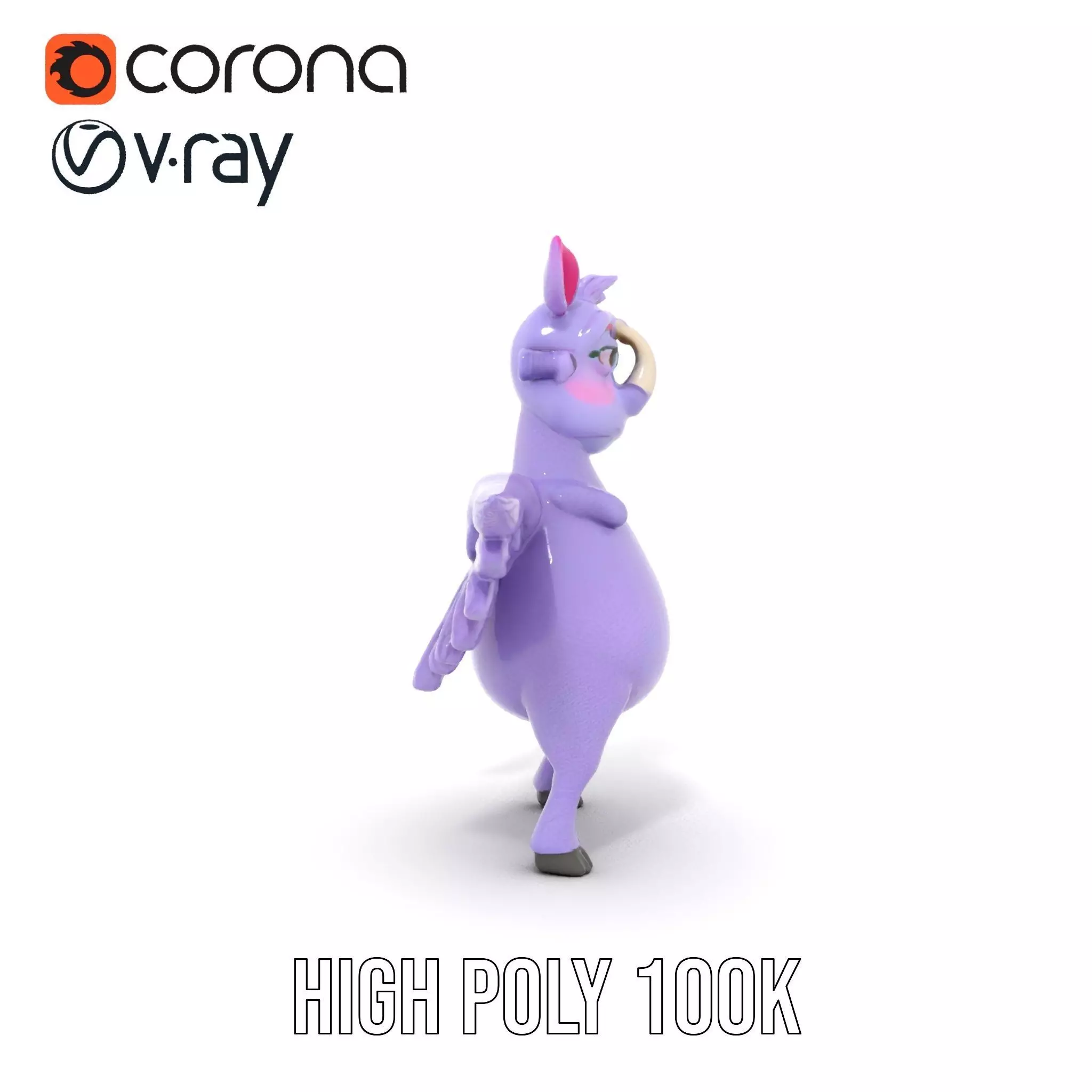 Purple Winged Rhino model pack Low-poly 3D model_33