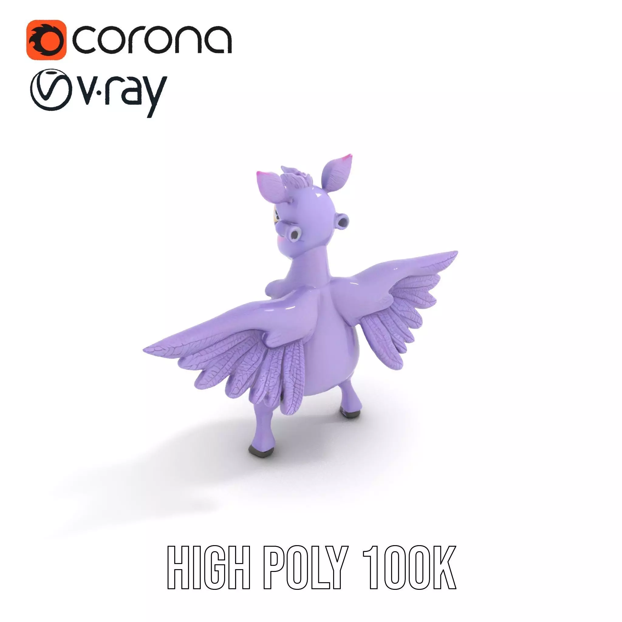 Purple Winged Rhino model pack Low-poly 3D model_18
