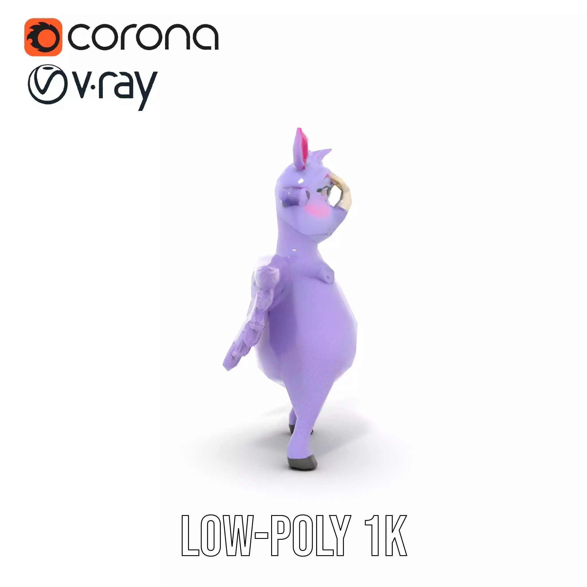 Purple Winged Rhino model pack Low-poly 3D model_22