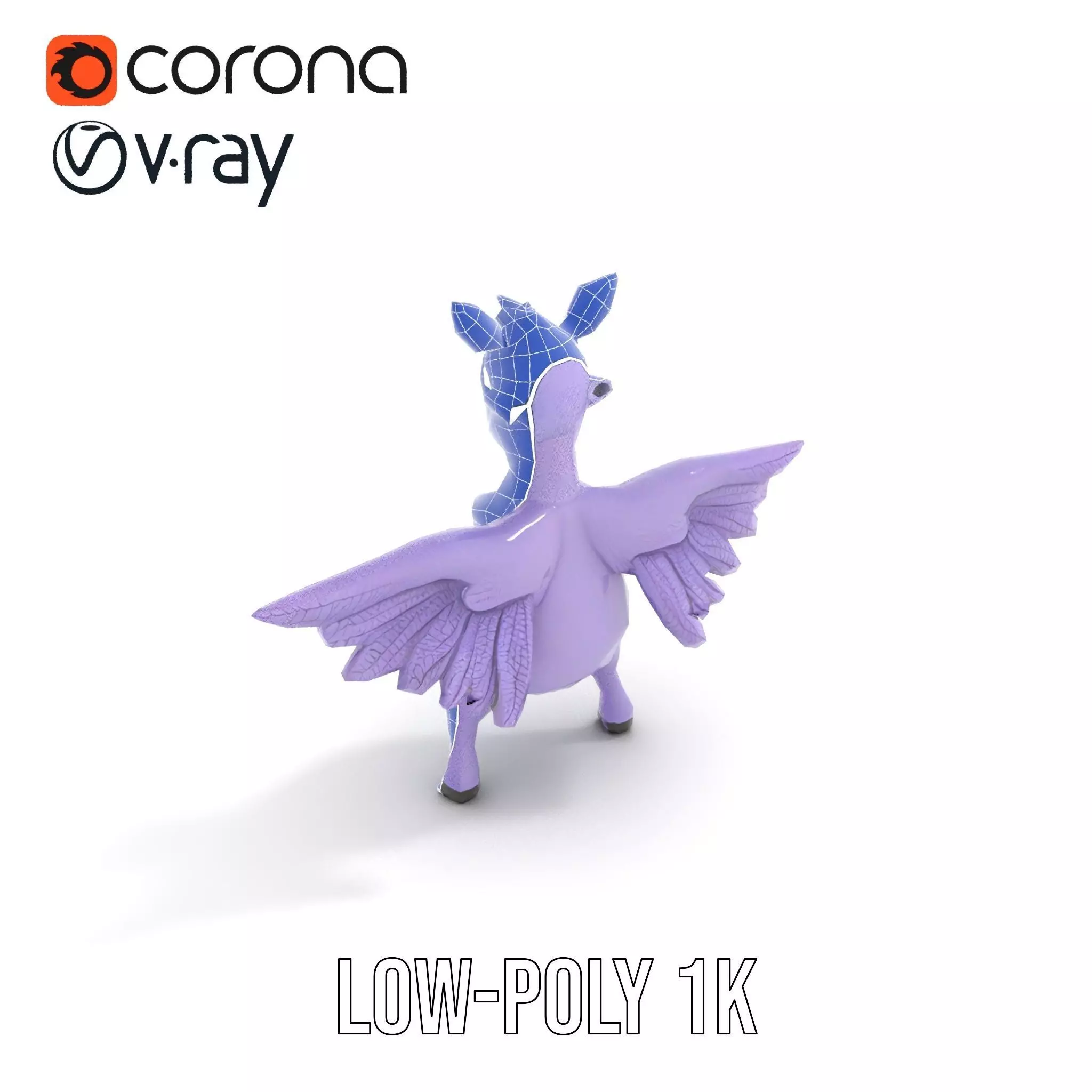Purple Winged Rhino model pack Low-poly 3D model_9