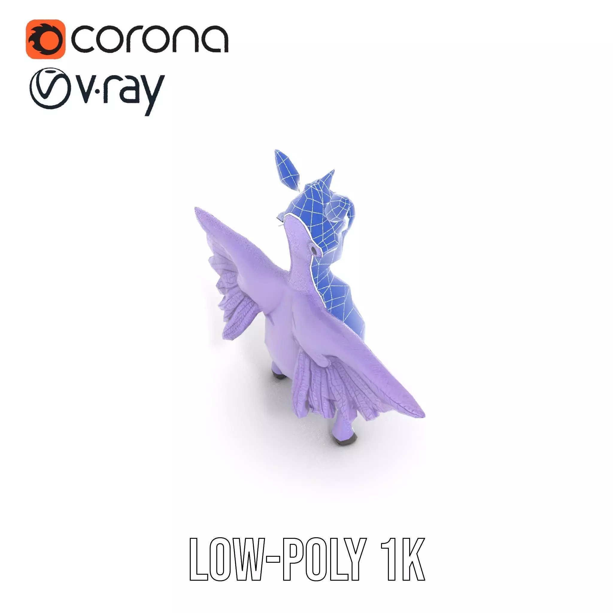 Purple Winged Rhino model pack Low-poly 3D model_20
