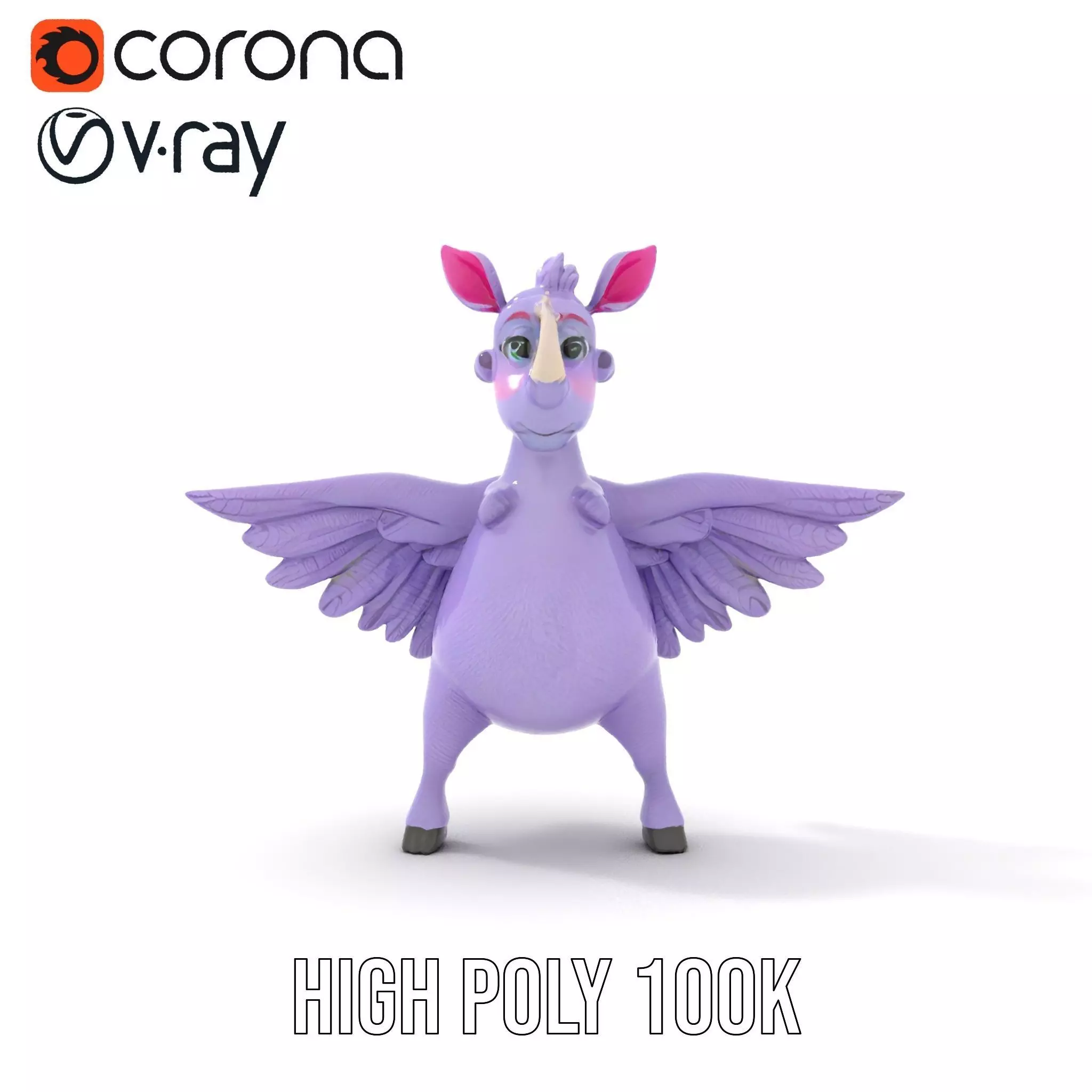 Purple Winged Rhino model pack Low-poly 3D model_23