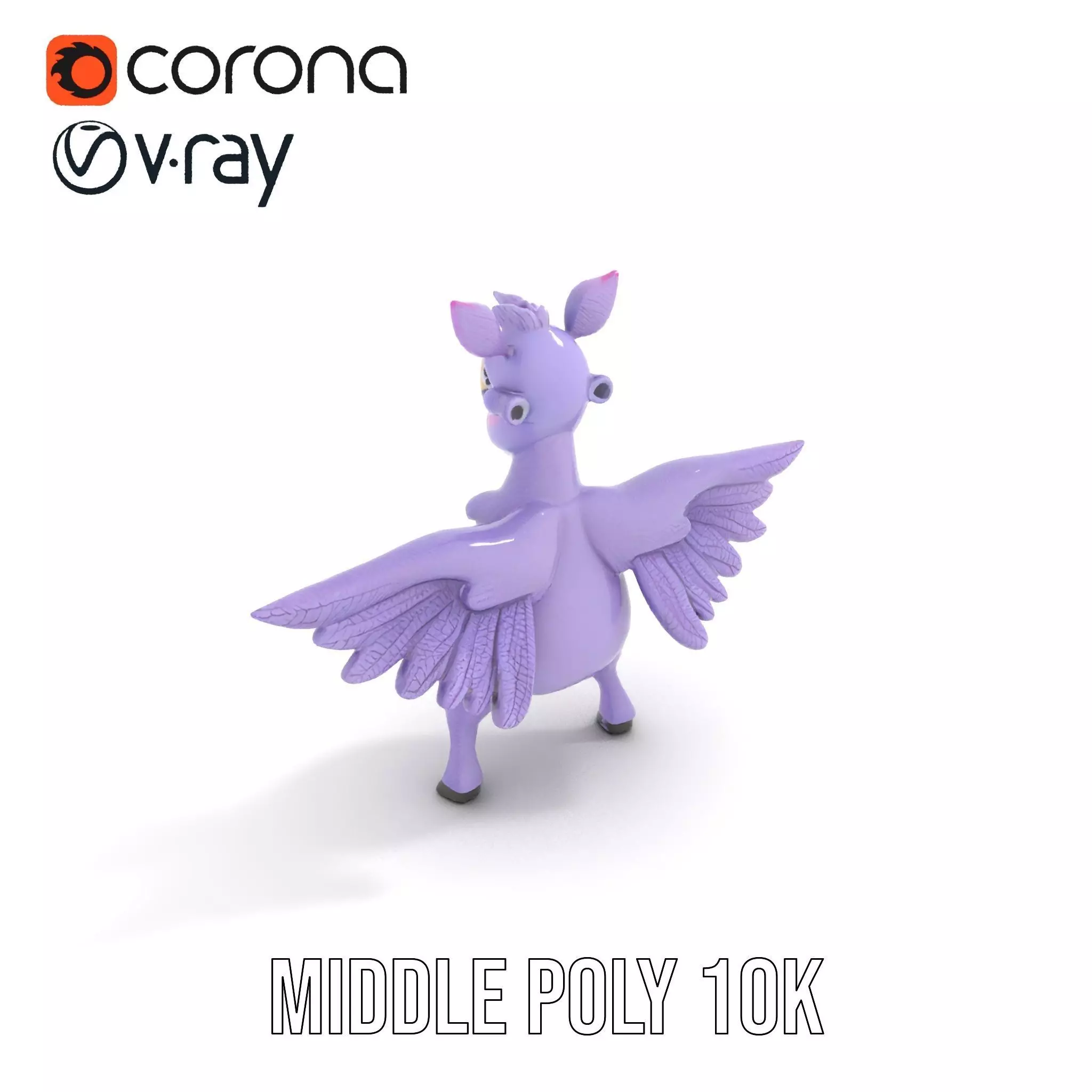 Purple Winged Rhino model pack Low-poly 3D model_6