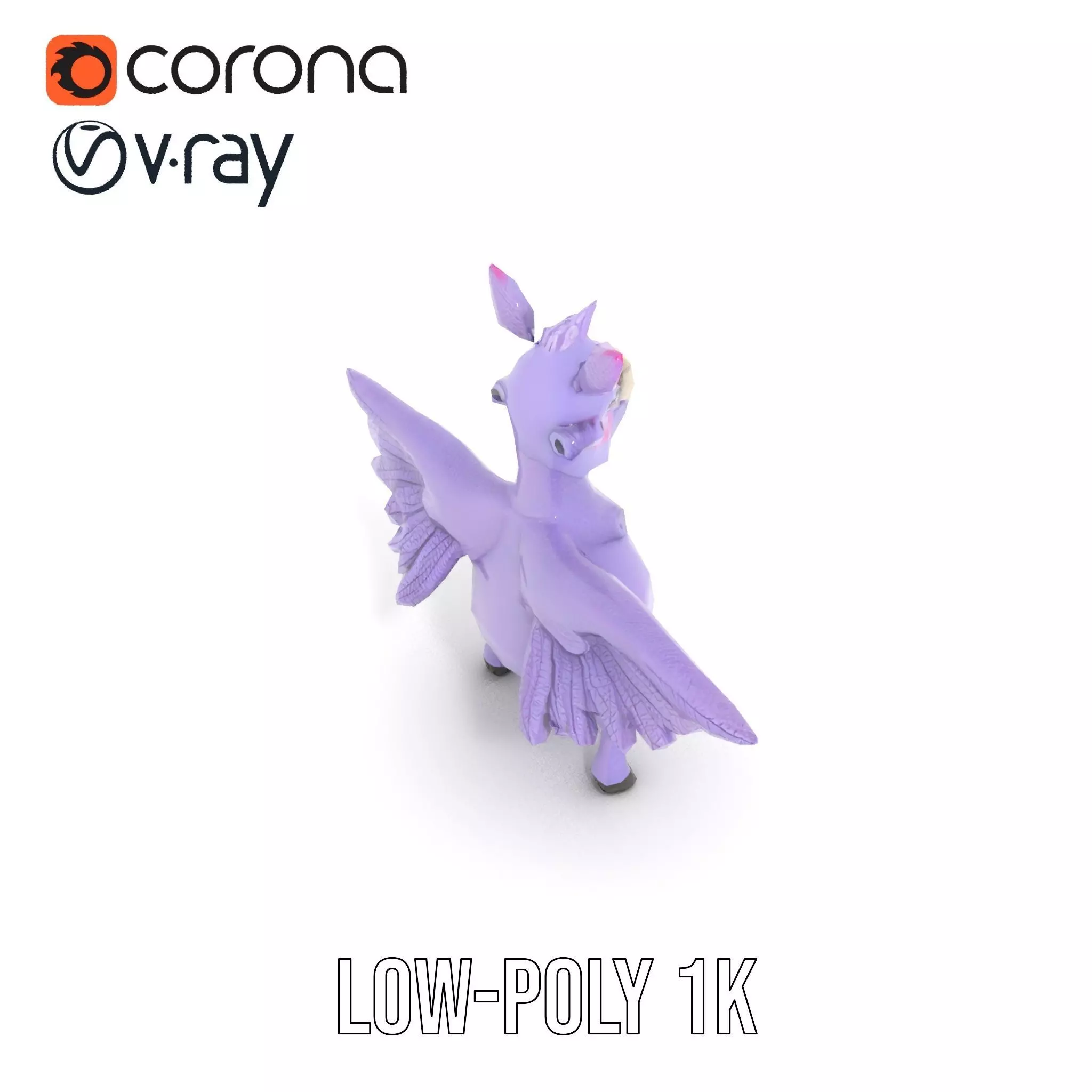 Purple Winged Rhino model pack Low-poly 3D model_7