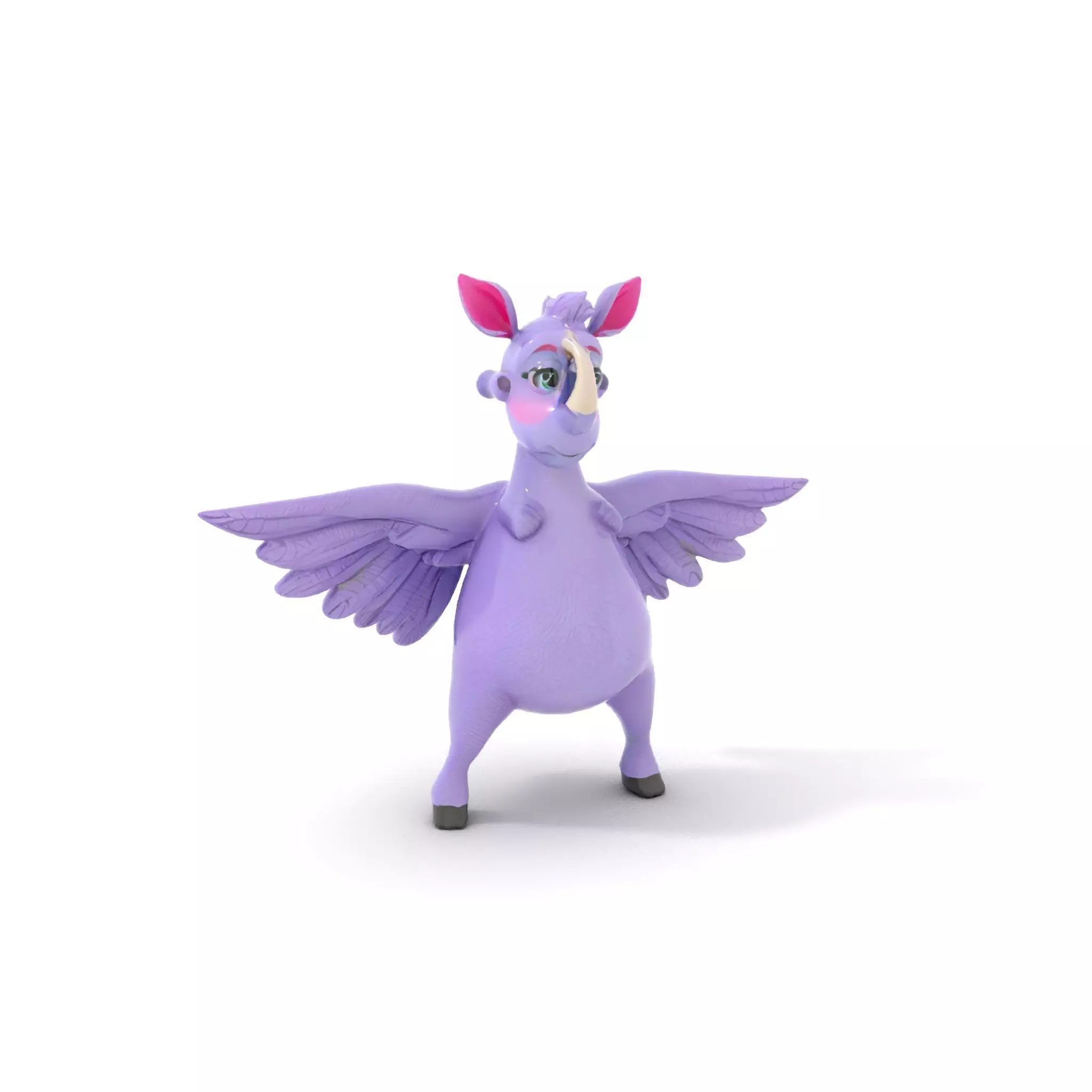 Purple Winged Rhino model pack Low-poly 3D model_5