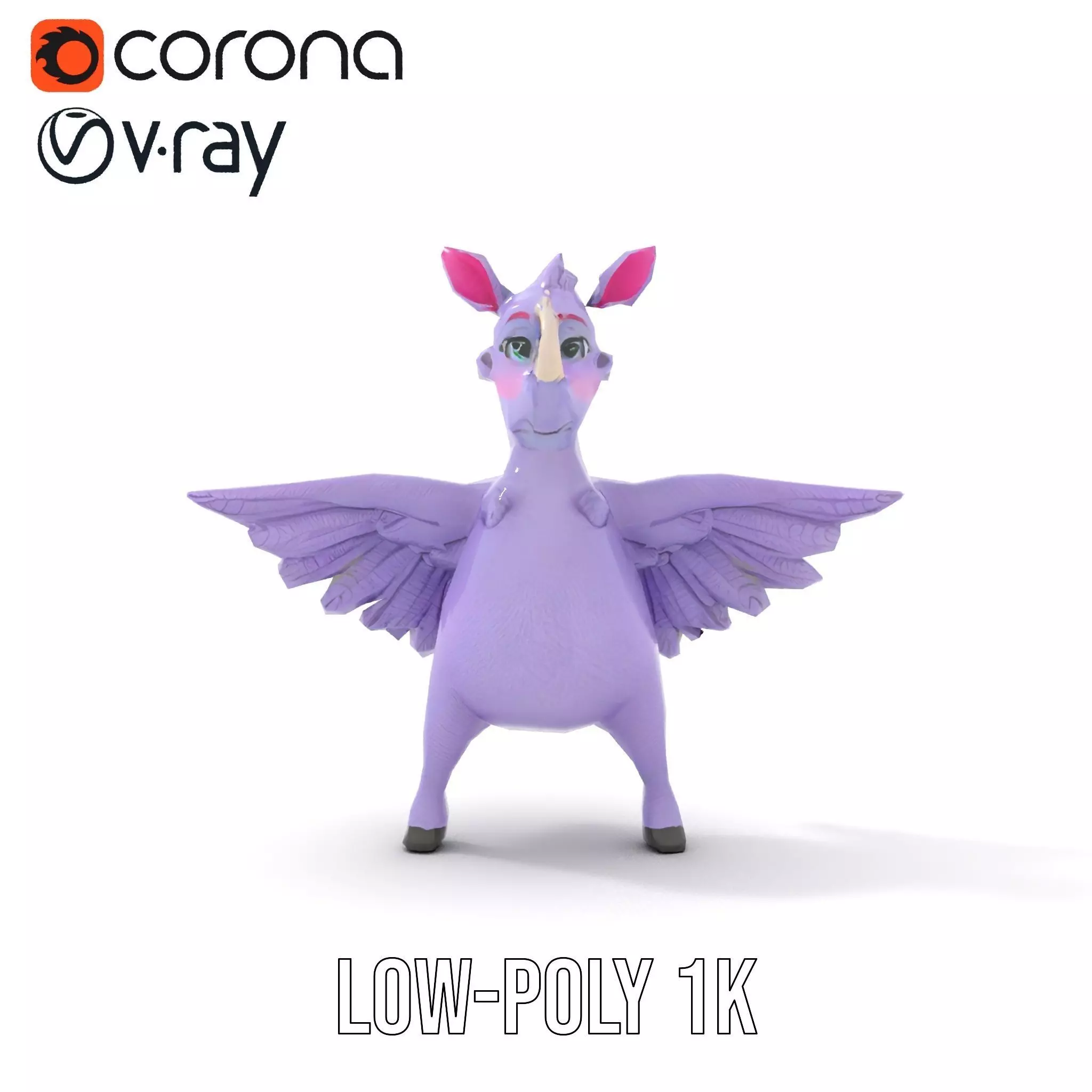 Purple Winged Rhino model pack Low-poly 3D model_25