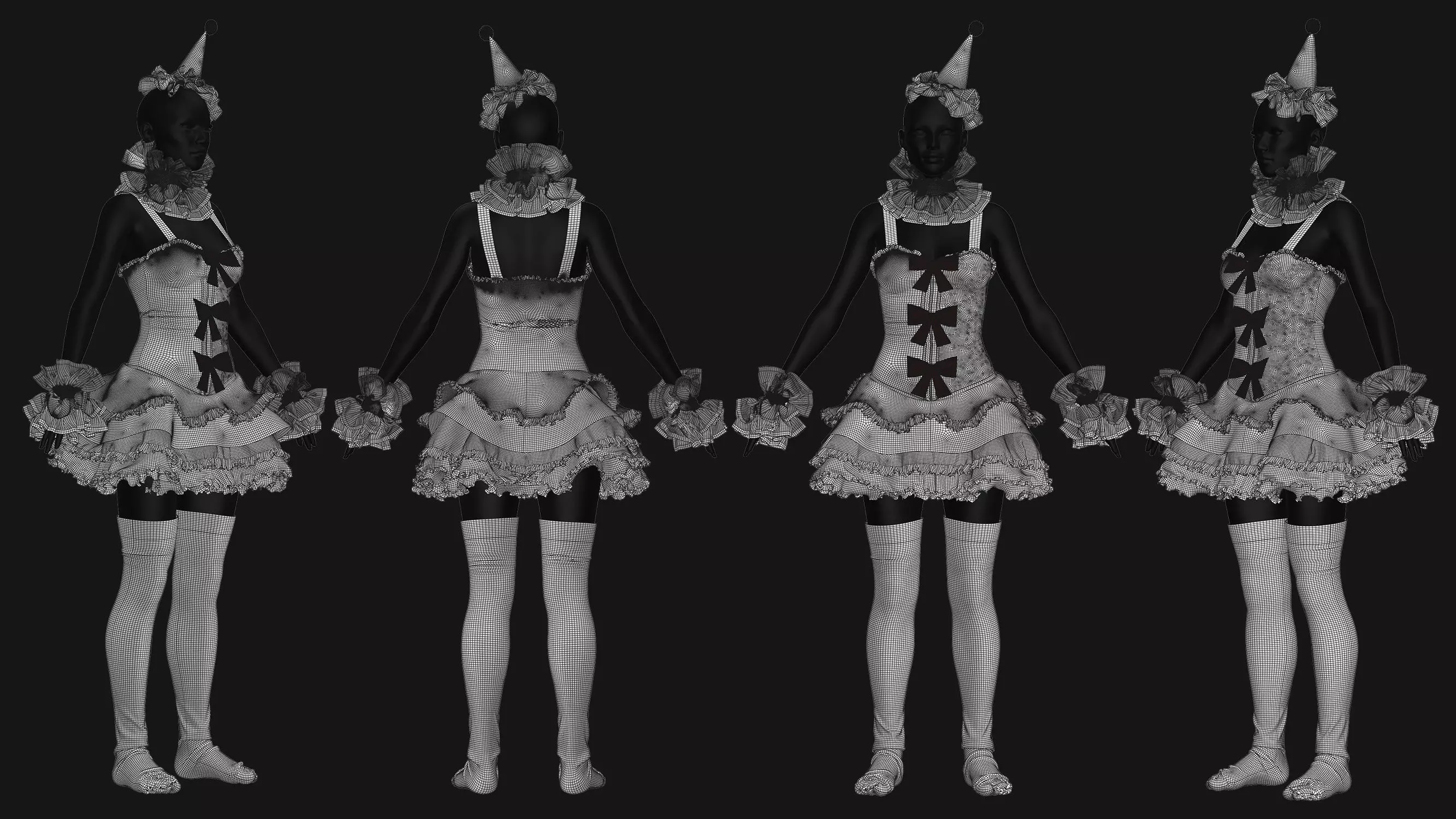 3 Female Clown Outfit-M 3D model_9