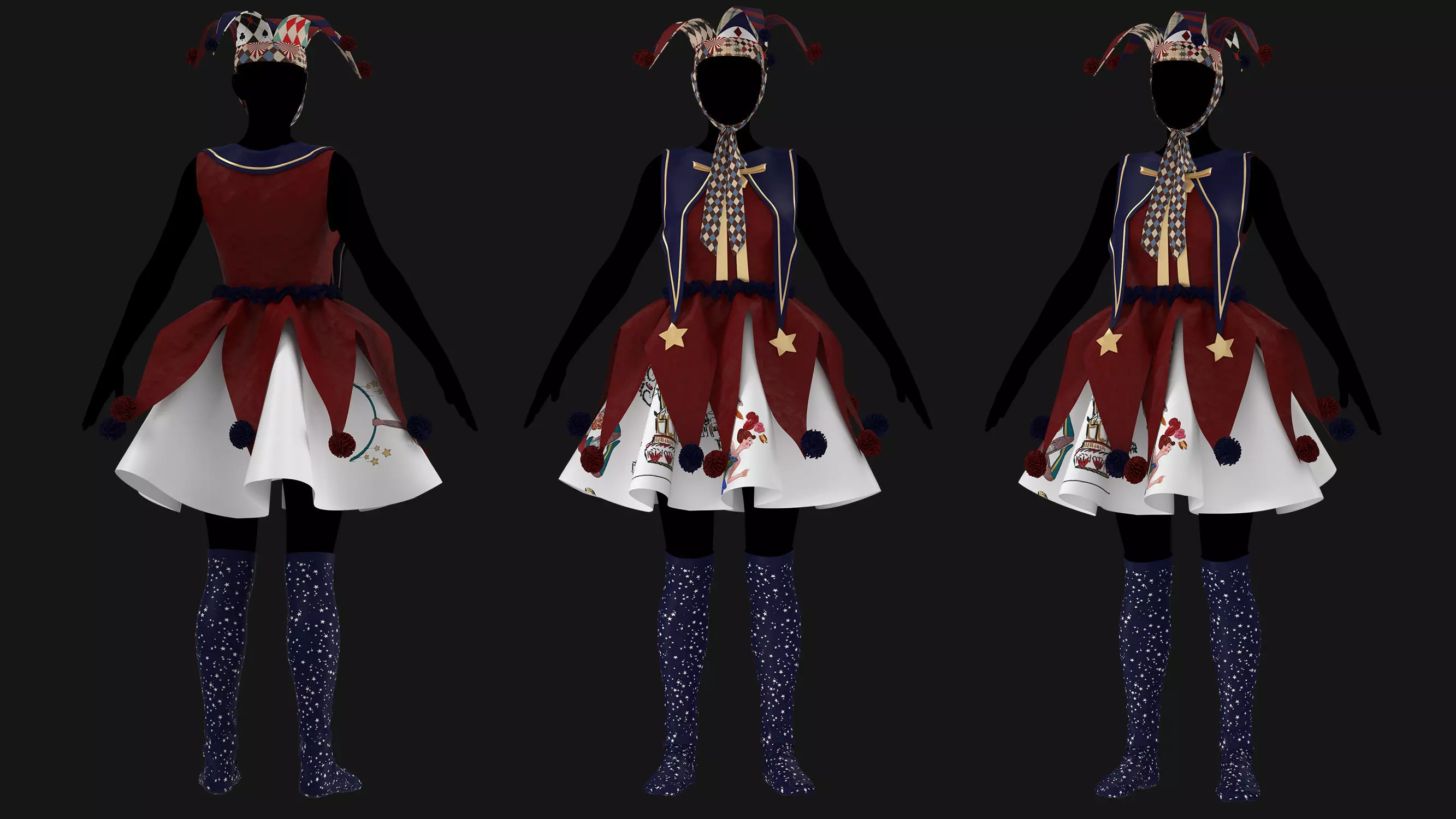 3 Female Clown Outfit-M 3D model_1