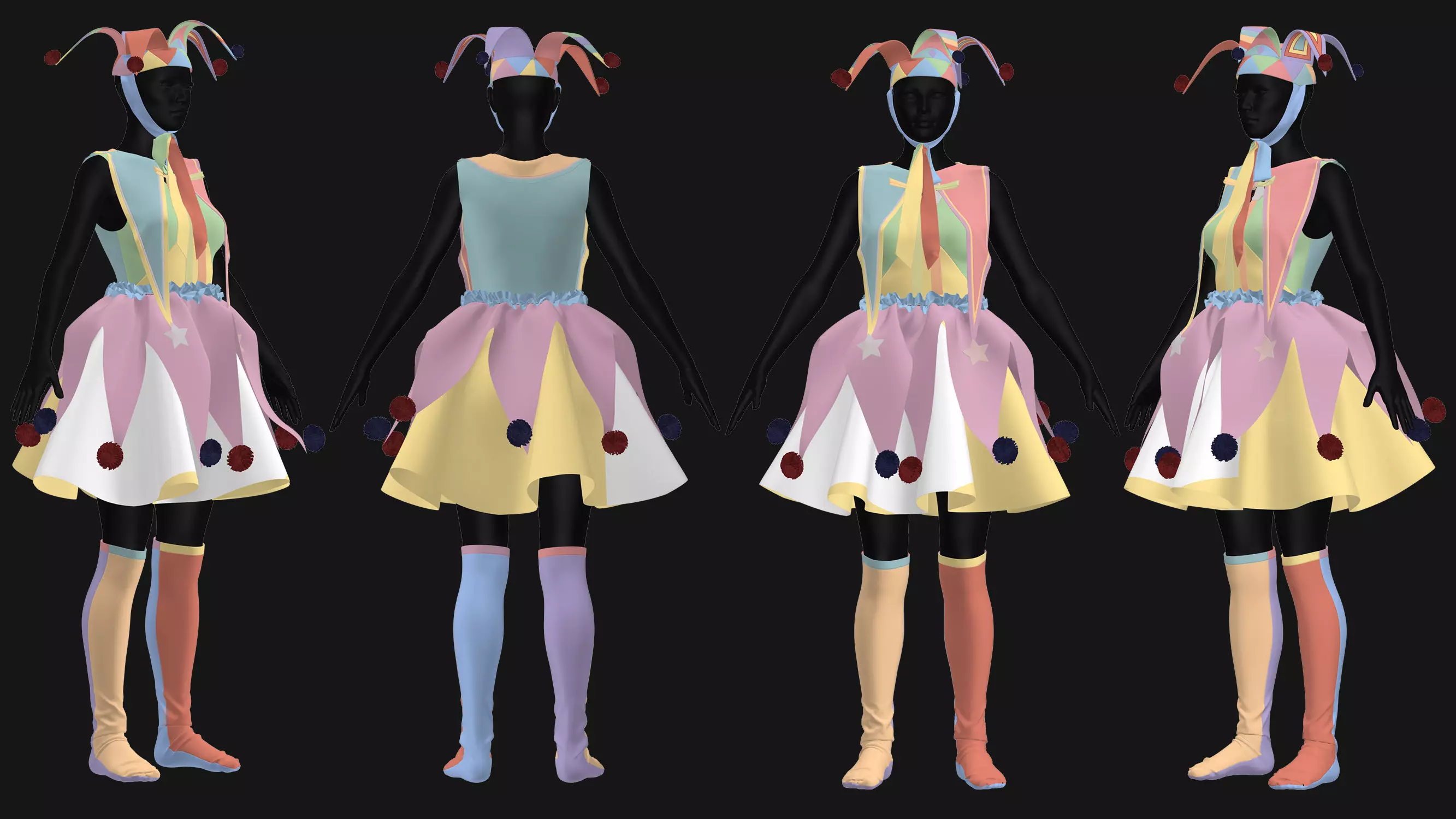 3 Female Clown Outfit-M 3D model_3