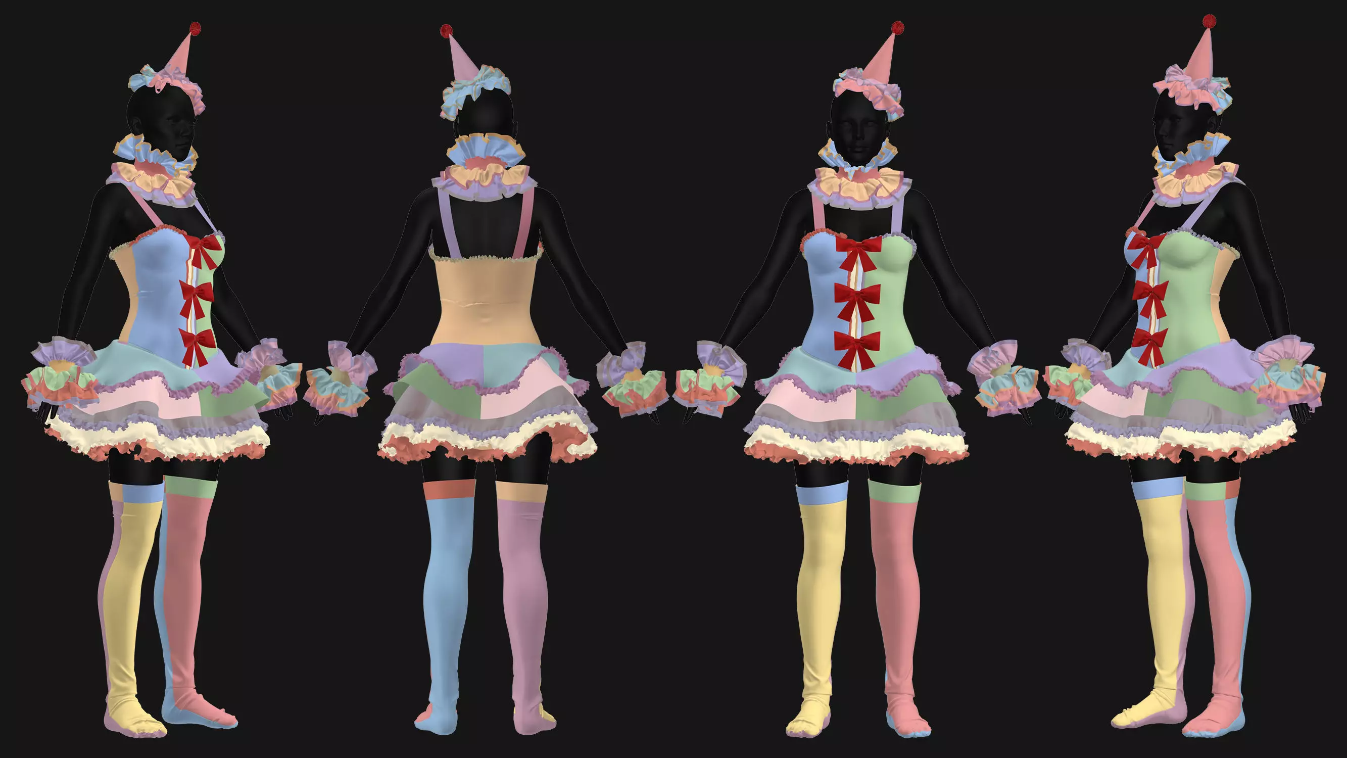 3 Female Clown Outfit-M 3D model_8