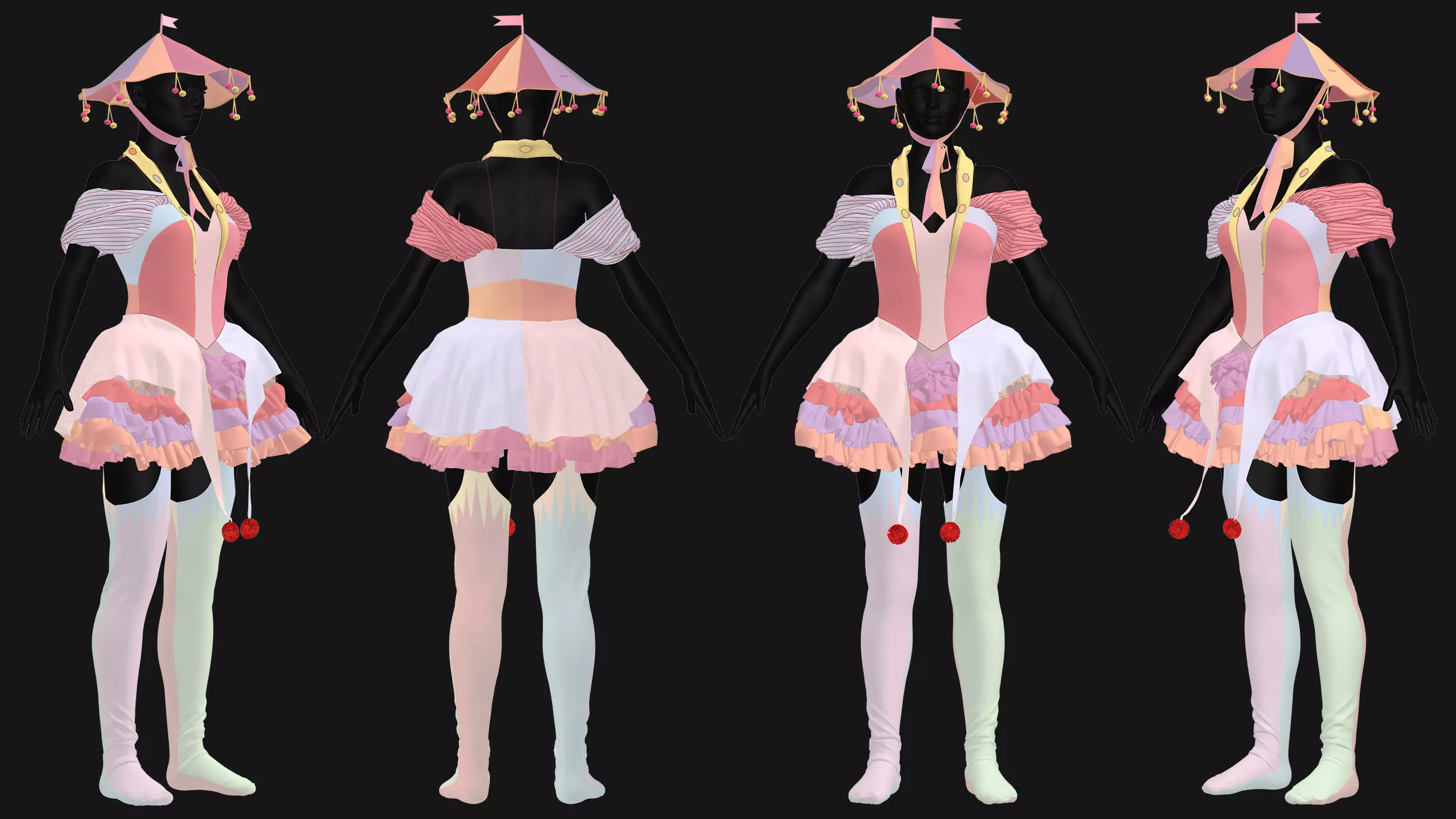 3 Female Clown Outfit-M 3D model_13