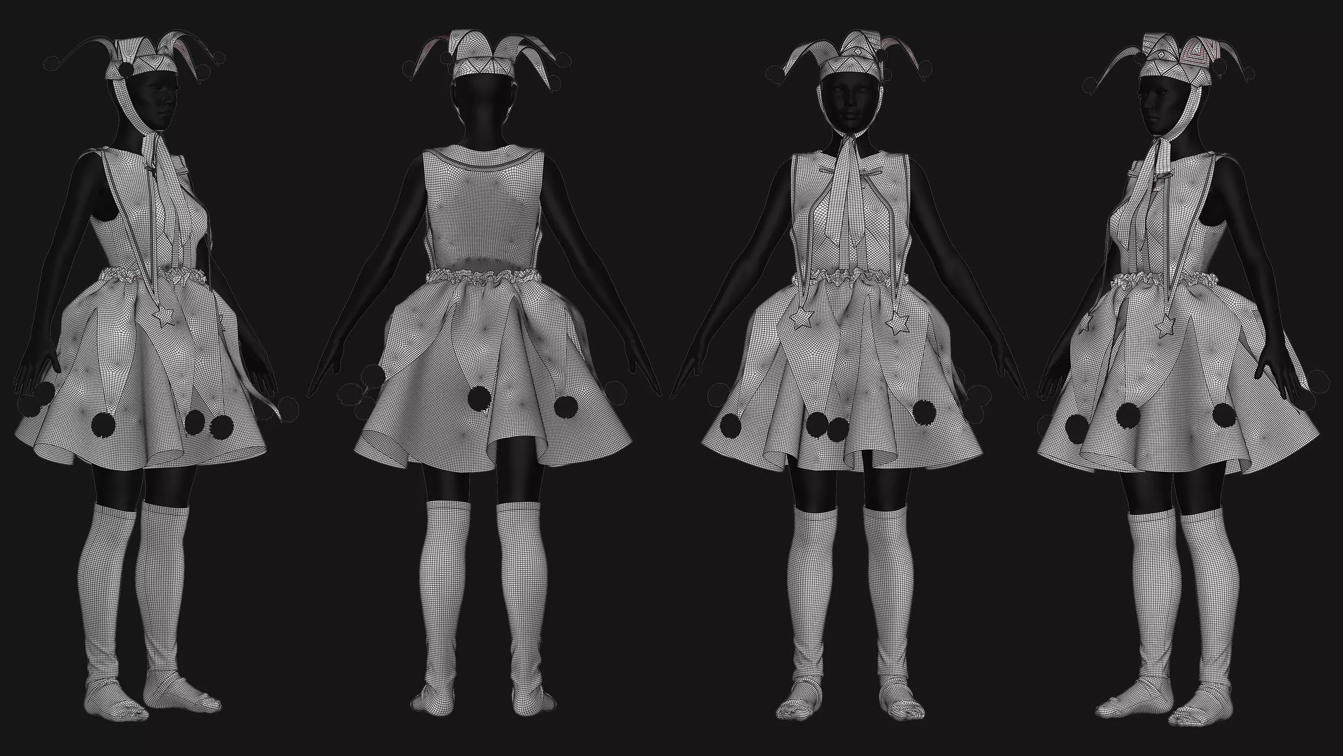 3 Female Clown Outfit-M 3D model_4