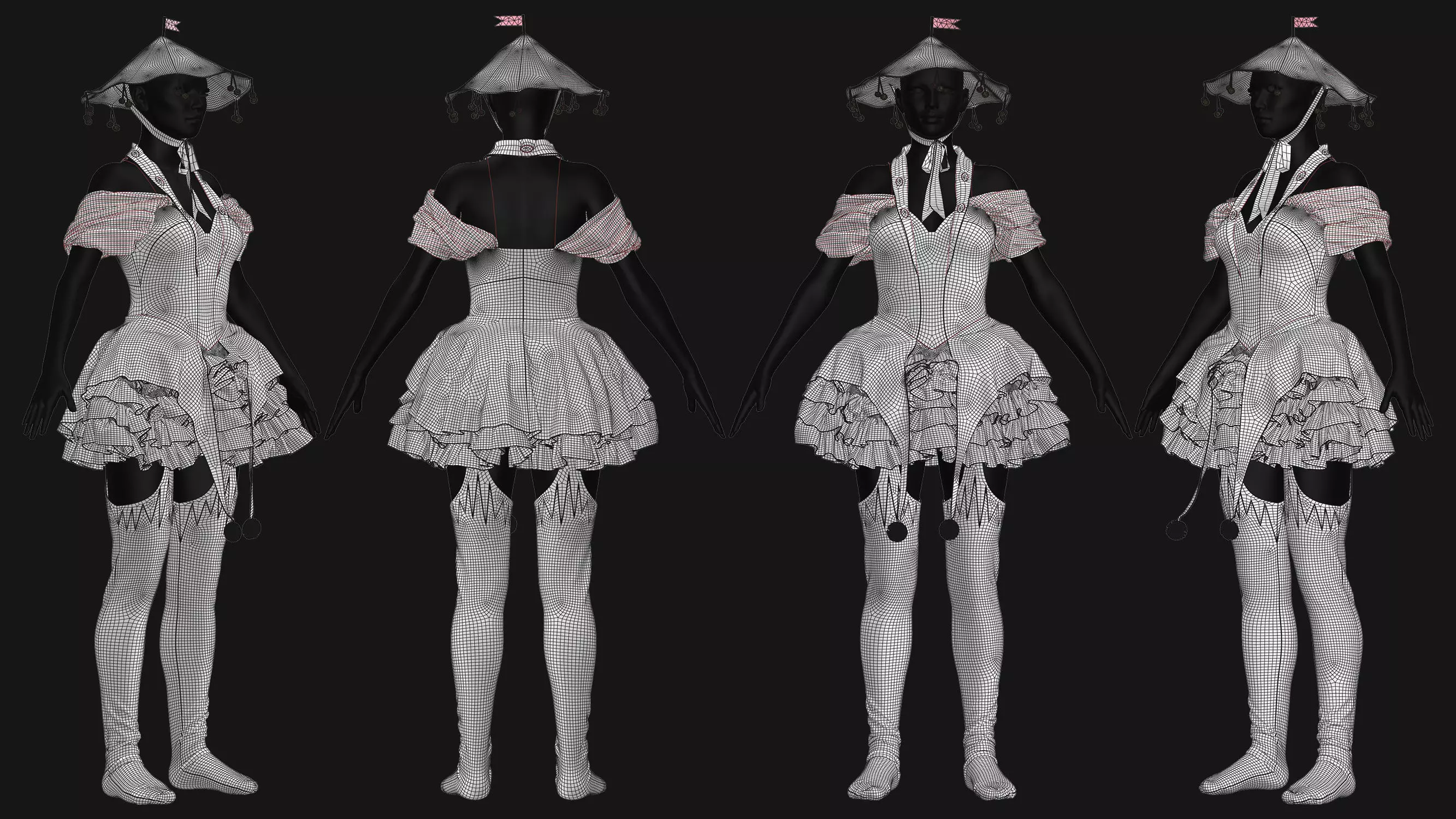 3 Female Clown Outfit-M 3D model_14
