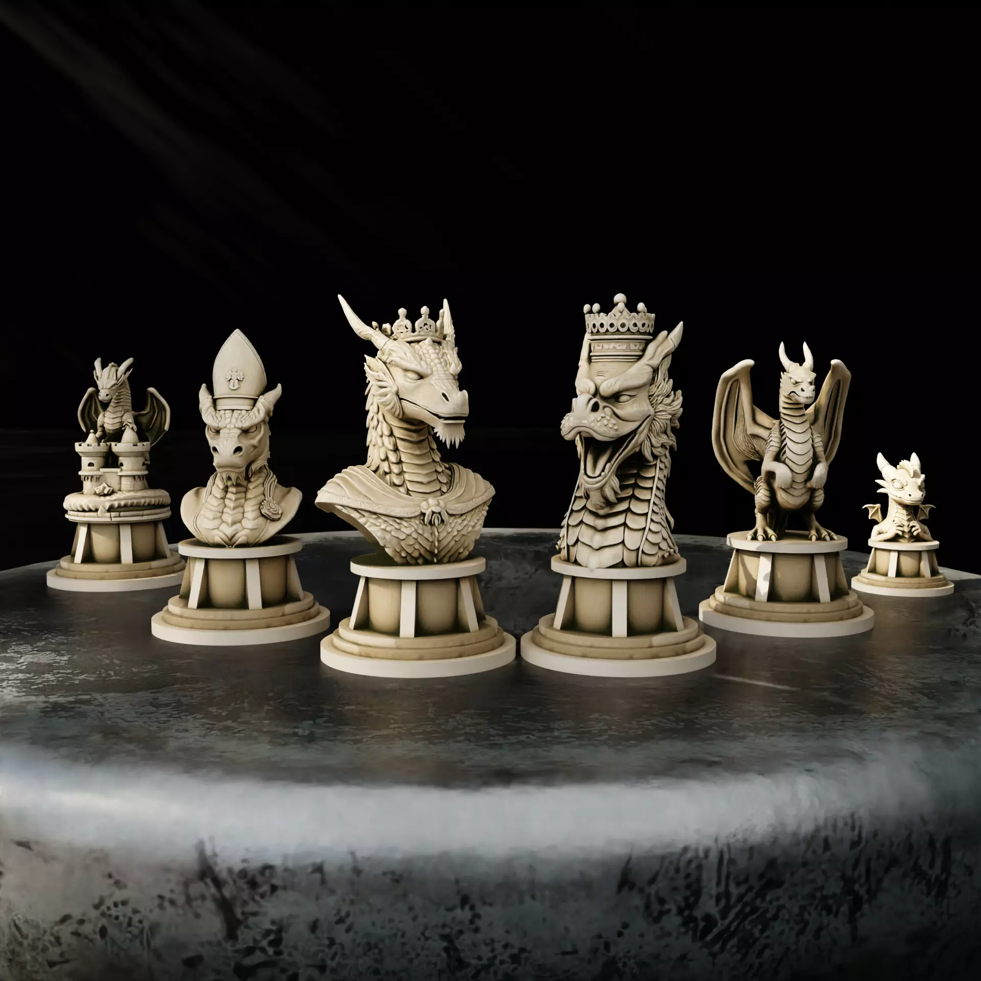 Mythic Dragon Chess Set Regal Drakes and Hatchlings 3D print model_14