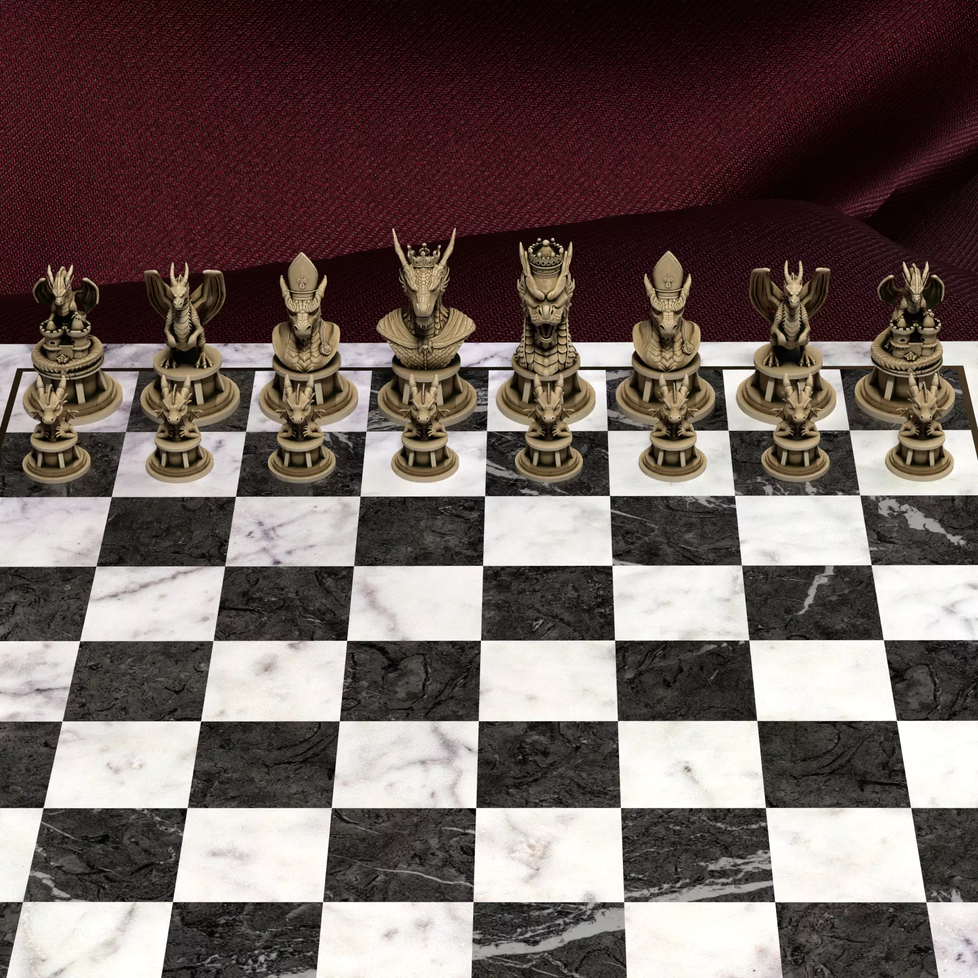 Mythic Dragon Chess Set Regal Drakes and Hatchlings 3D print model_20