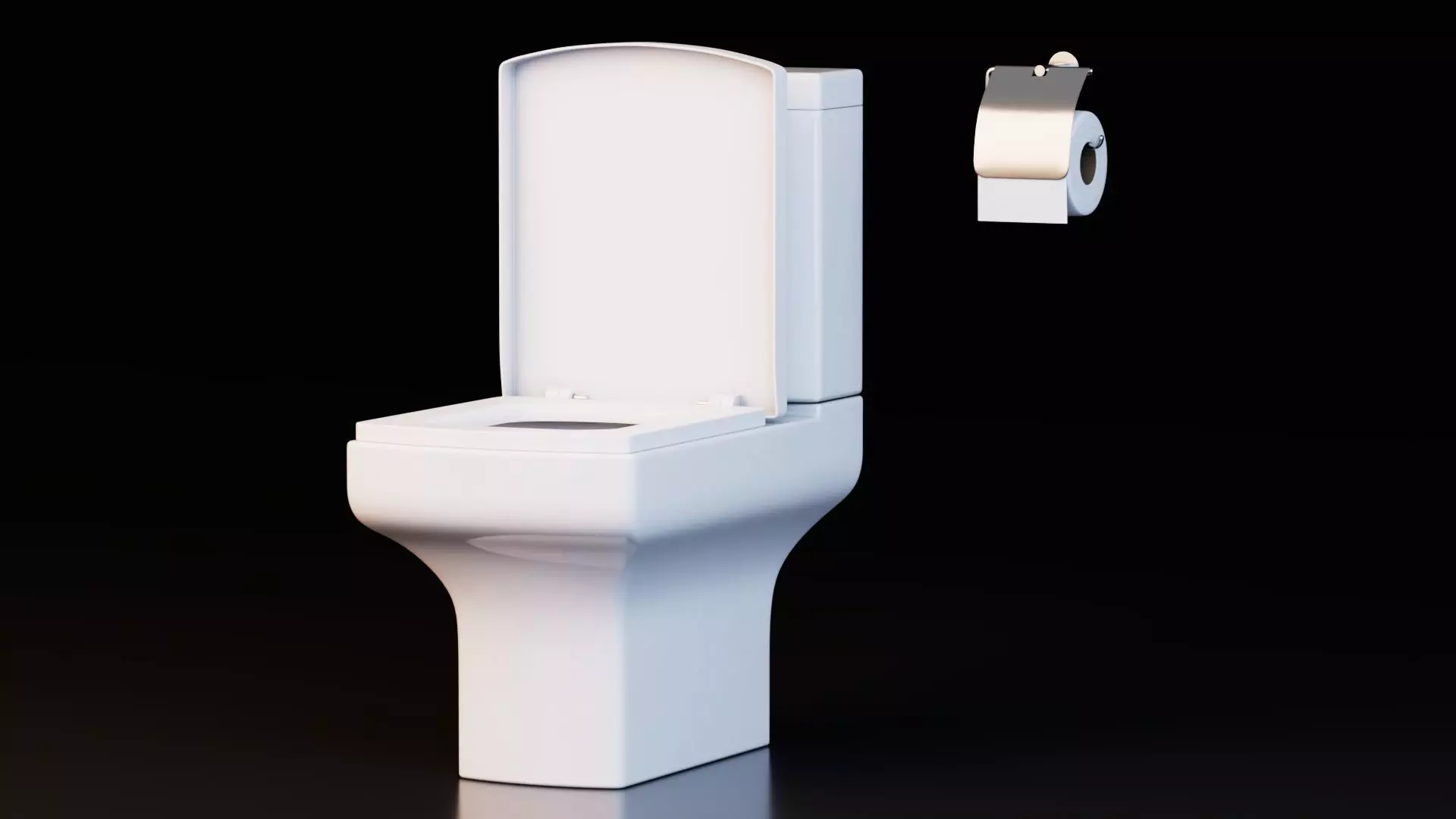 Modern Ceramic Toilet With Toilet Paper Holder Low-poly 3D model_1