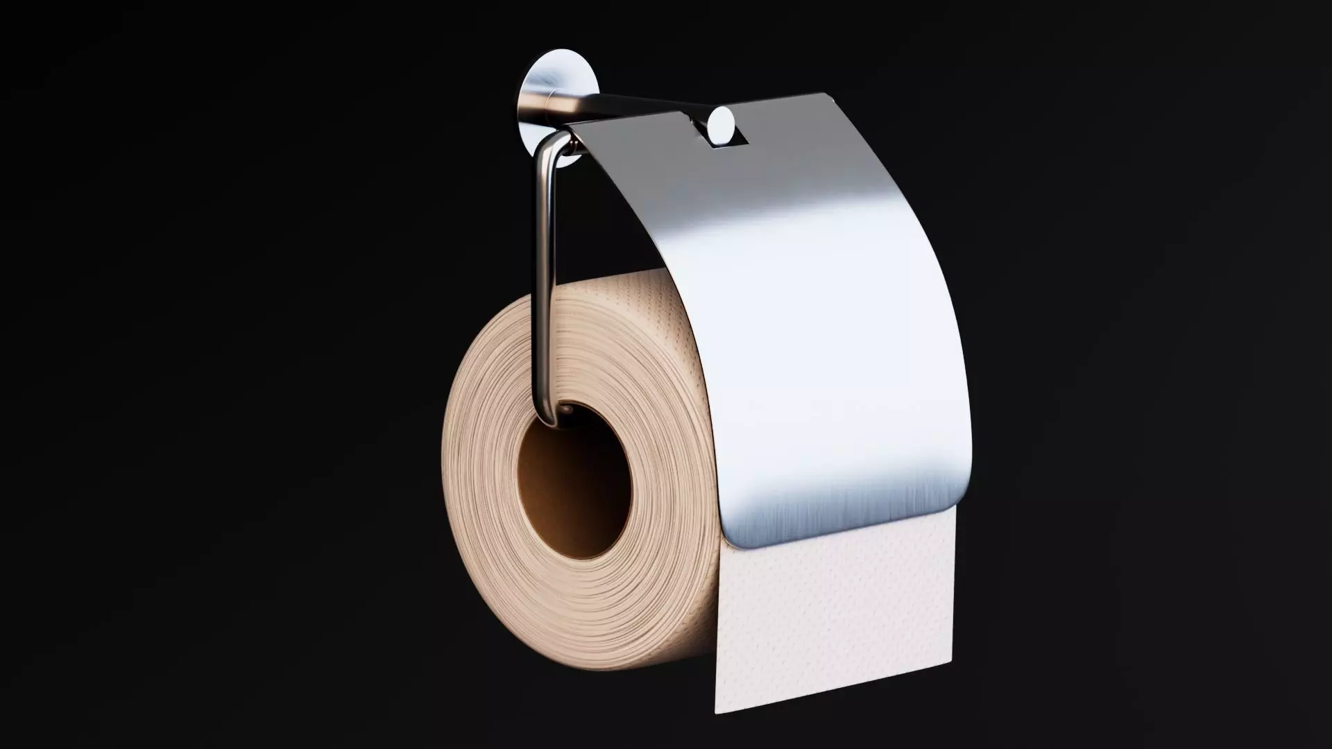 Modern Ceramic Toilet With Toilet Paper Holder Low-poly 3D model_7
