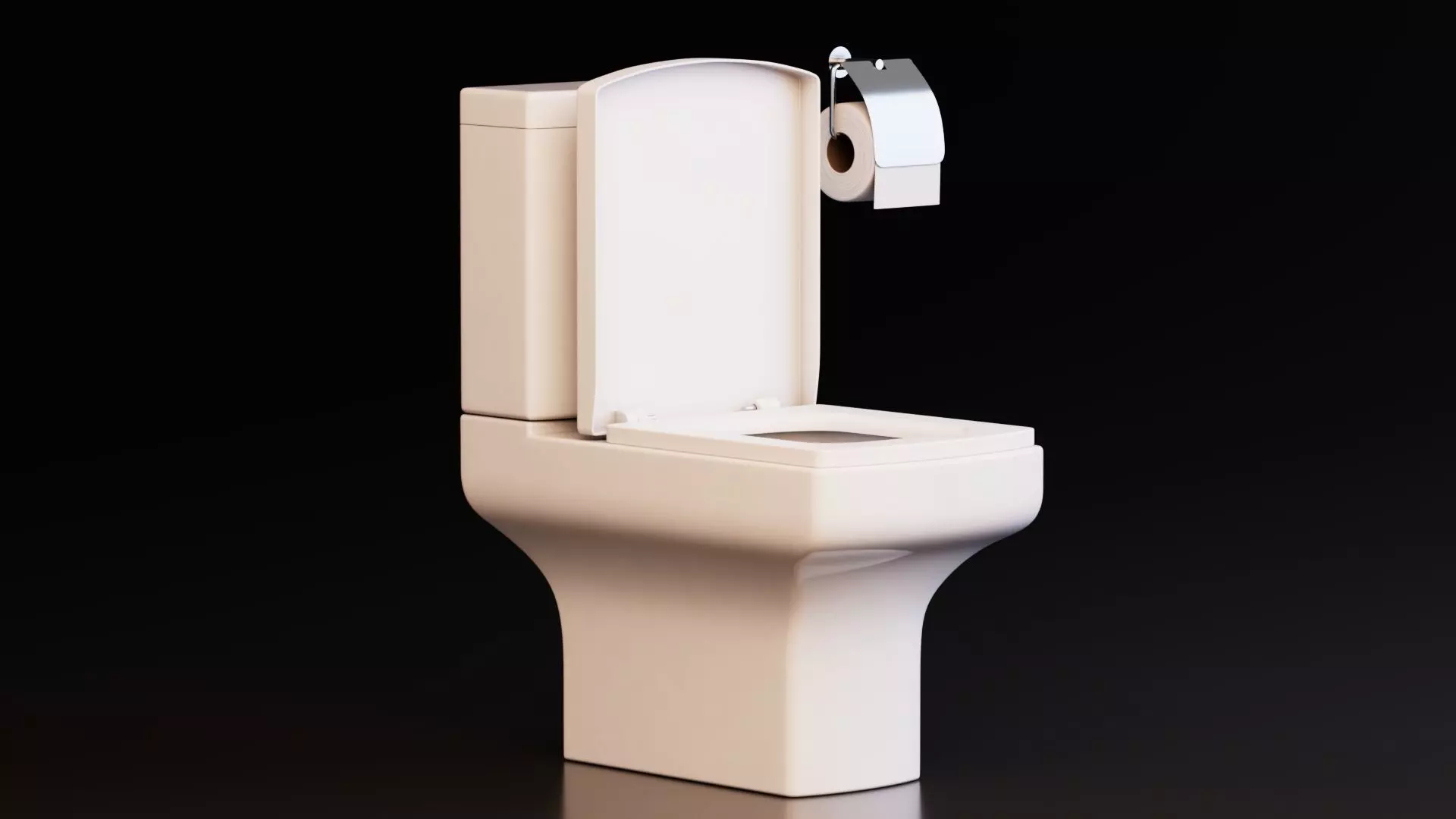 Modern Ceramic Toilet With Toilet Paper Holder Low-poly 3D model_0